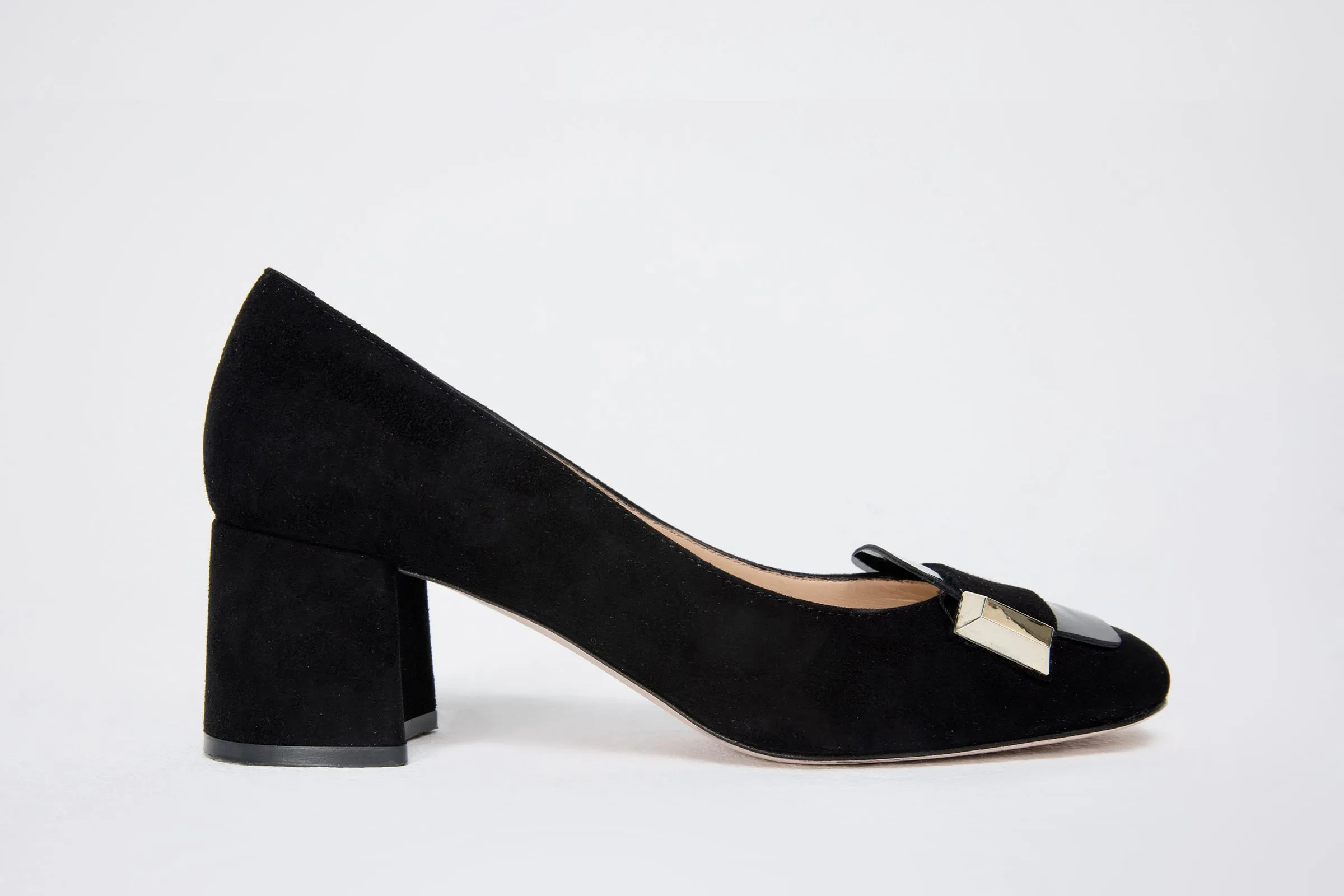 Day Spark Confidence Spark The Olney Black Suede Leather Block Heel Pump Women Shoe