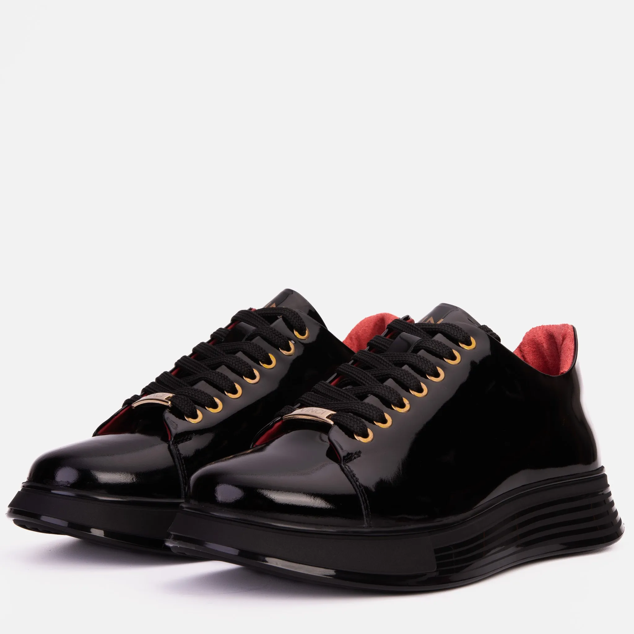 The Peklin Patent Black Leather Men Sneaker Lean Form