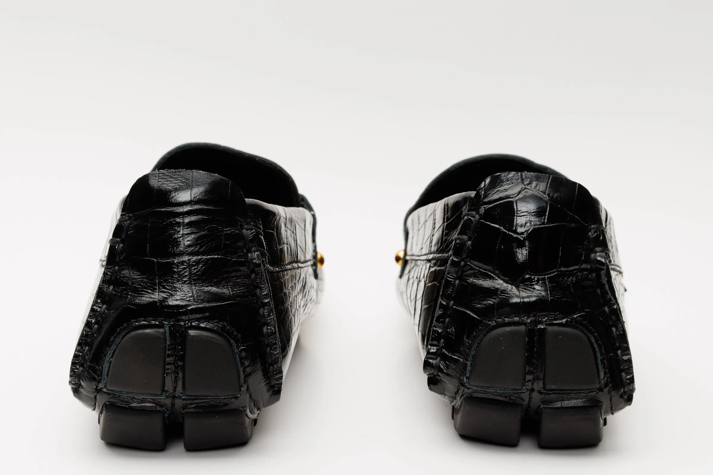 Suede Soft The Pisa Black Leather Bit Drive Loafer Men Shoe