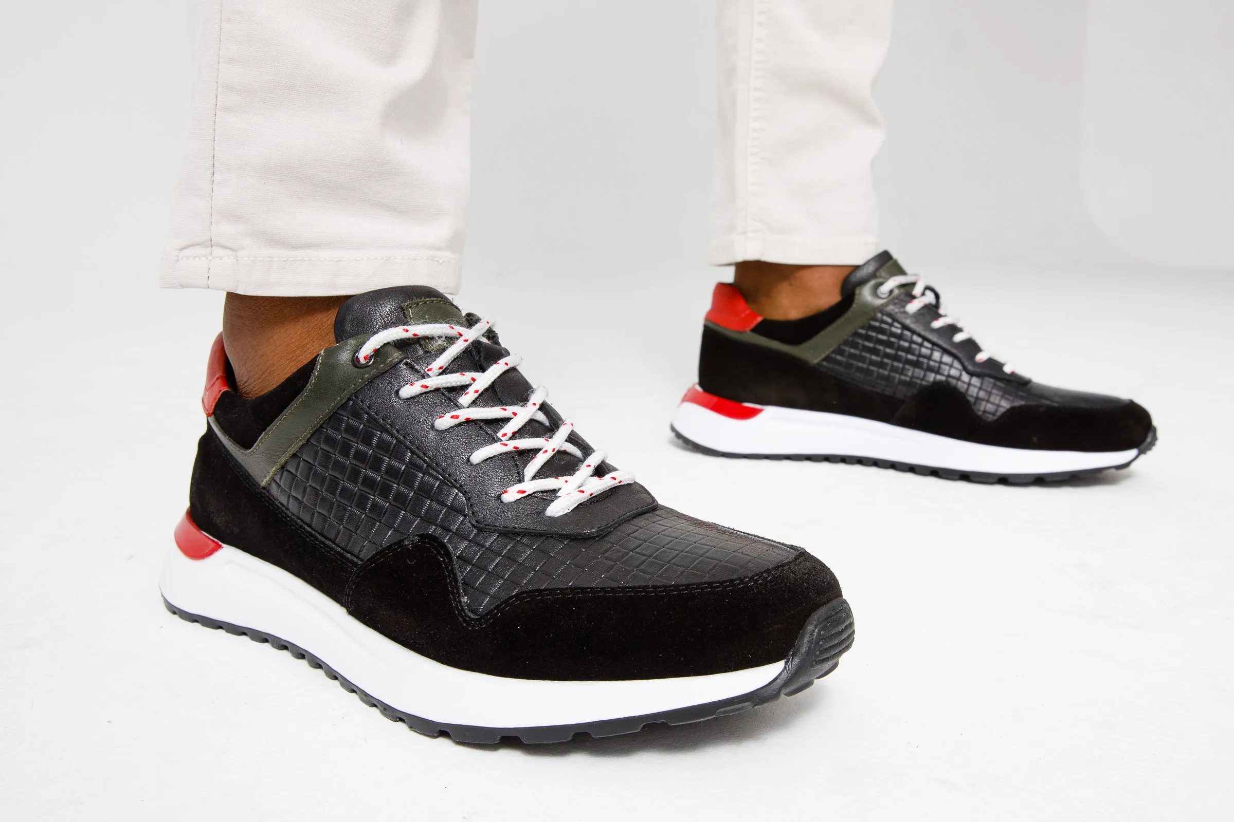 Stretch Entry The Rakka Black & Red Leather Men Sneaker Final Sale!
