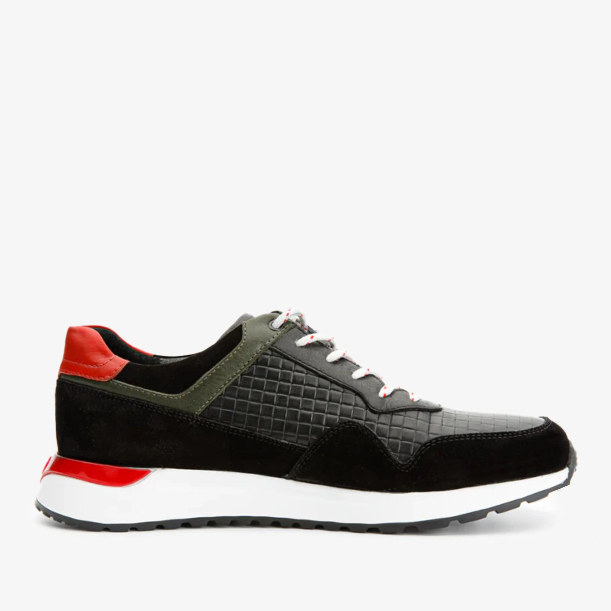 The Rakka Black & Red Leather Men Sneaker Final Sale! Breathable flair