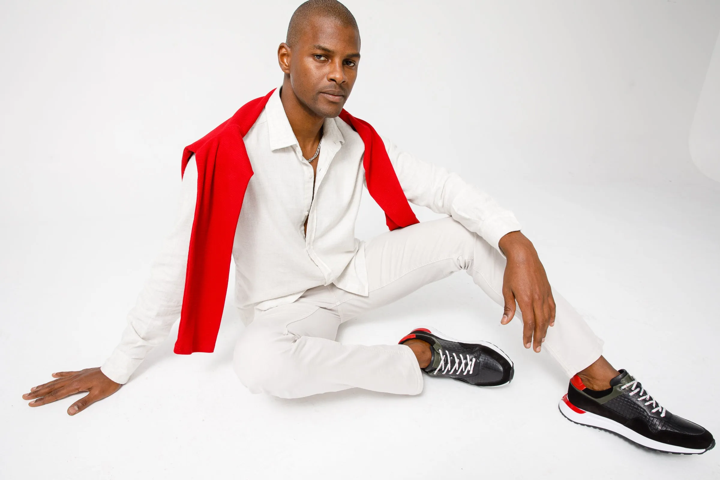 Impact Diffusion Design The Rakka Black & Red Leather Men Sneaker Final Sale!