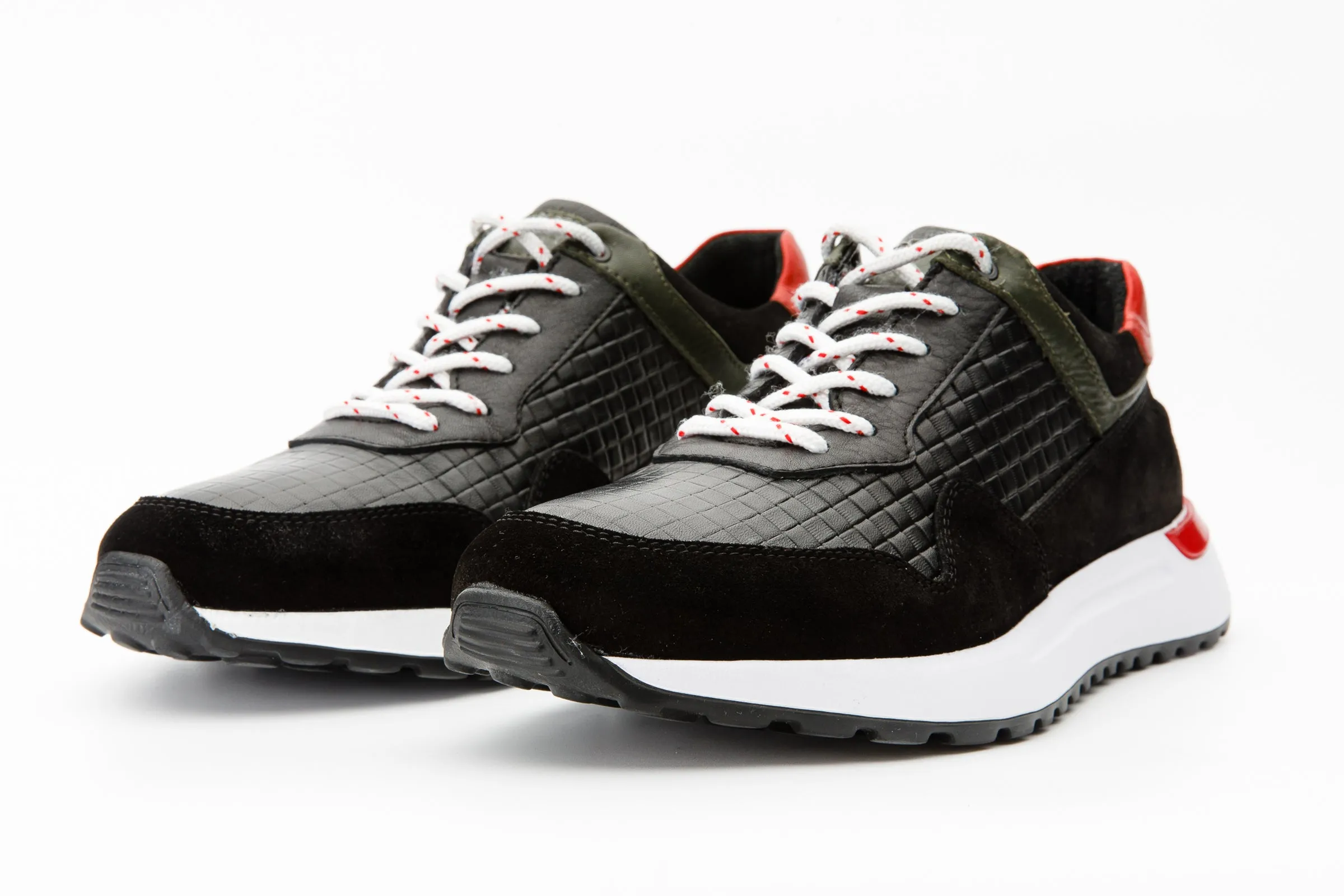 The Rakka Black & Red Leather Men Sneaker Final Sale! Non-Slip Sole Comfort support