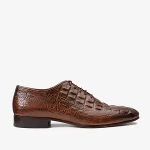 Simple Aesthetic Runway Style The Randor Brown Crocodile Leather Oxford Men Shoe