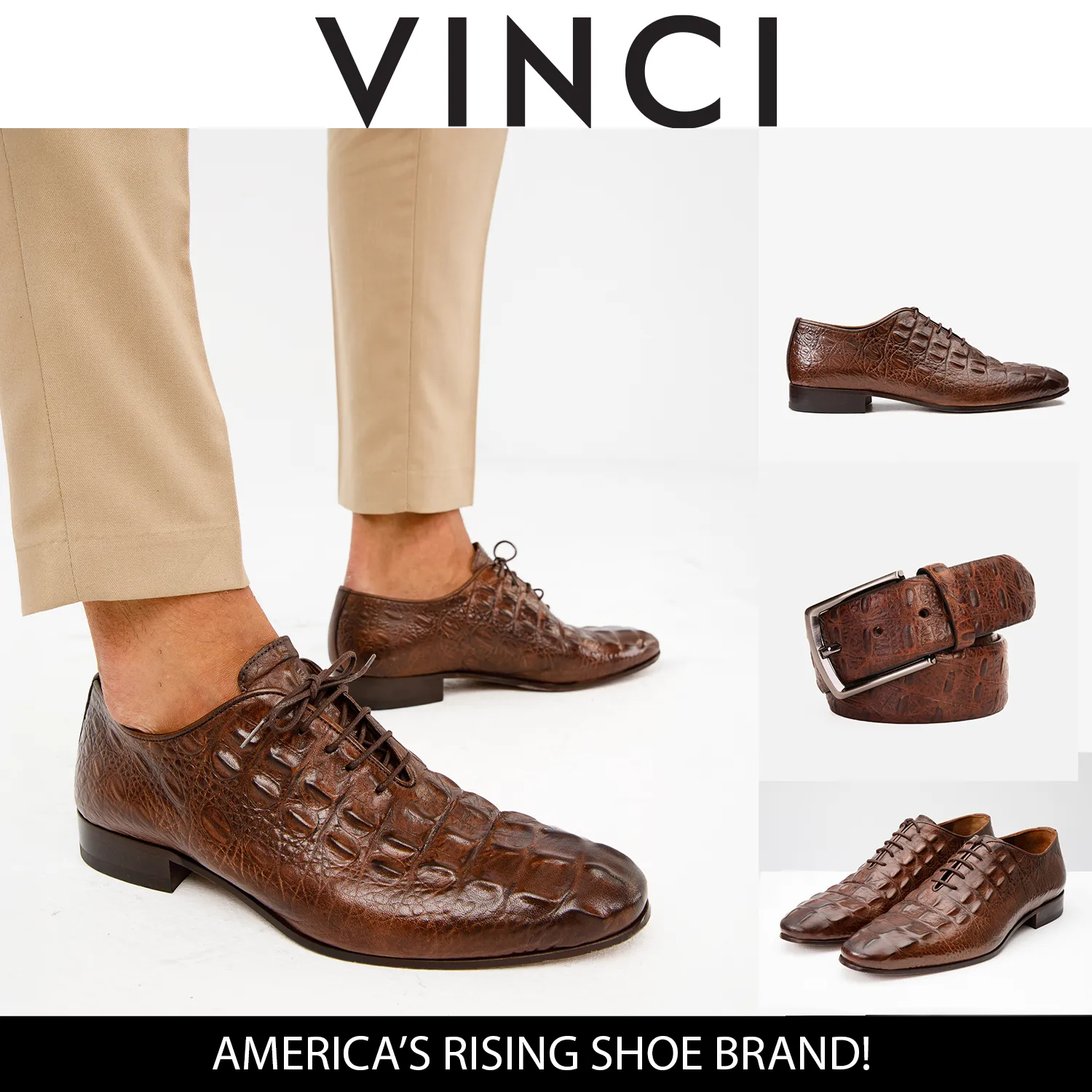 Air Circulation Channel The Randor Brown Crocodile Leather Oxford Men Shoe