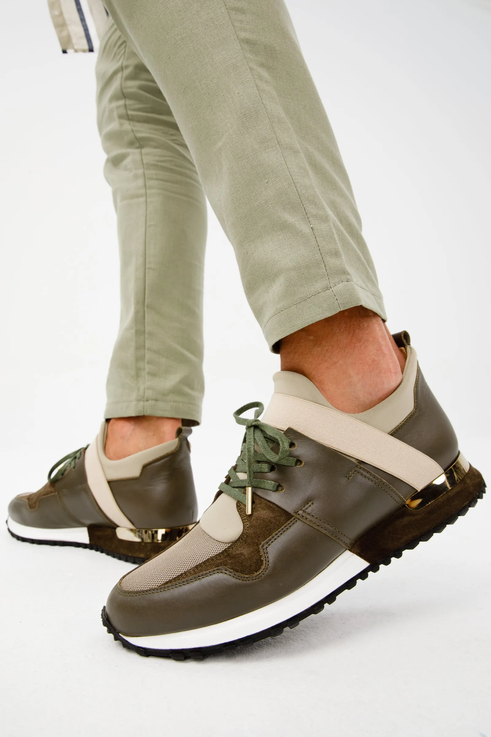 The Reno Green Leather Men Sneaker Final Sale! Grip Enhancing Outsole Street Comfort
