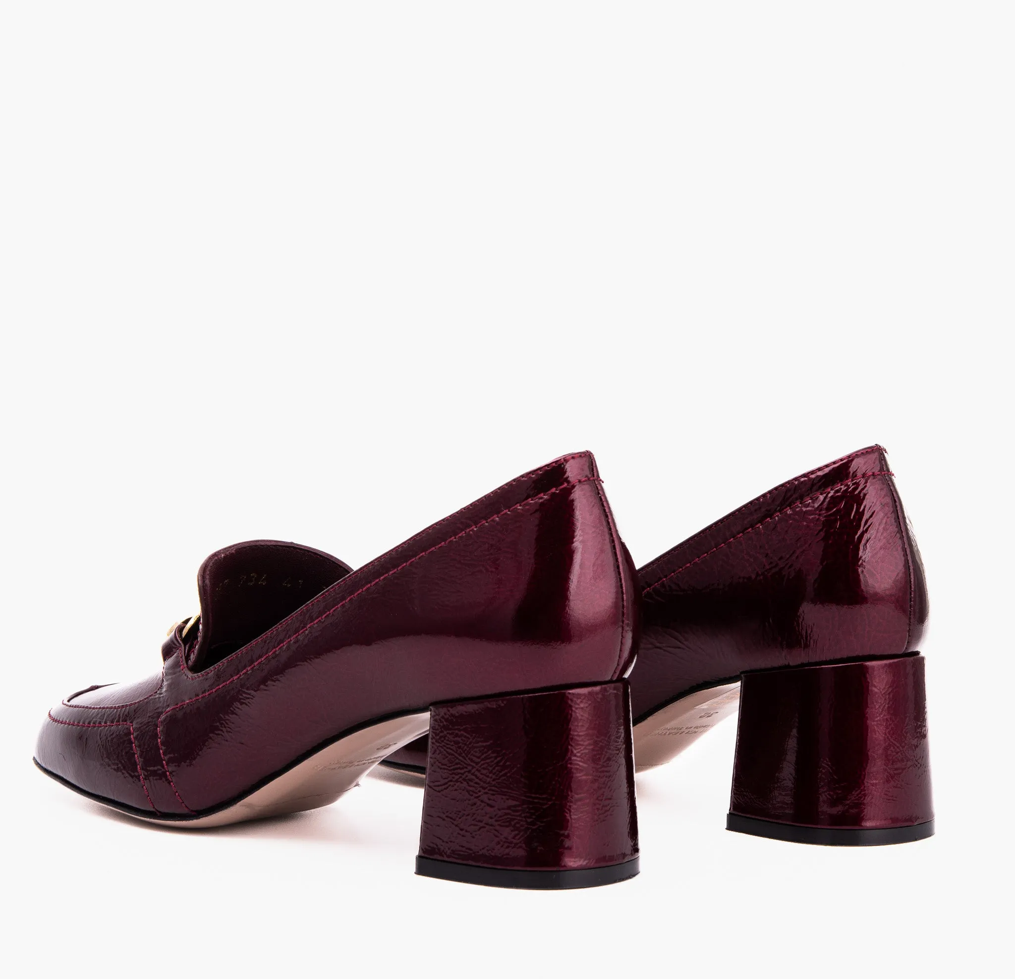 The Victoria Burgundy Leather Block Heel Pump Women Shoe Street Ready
