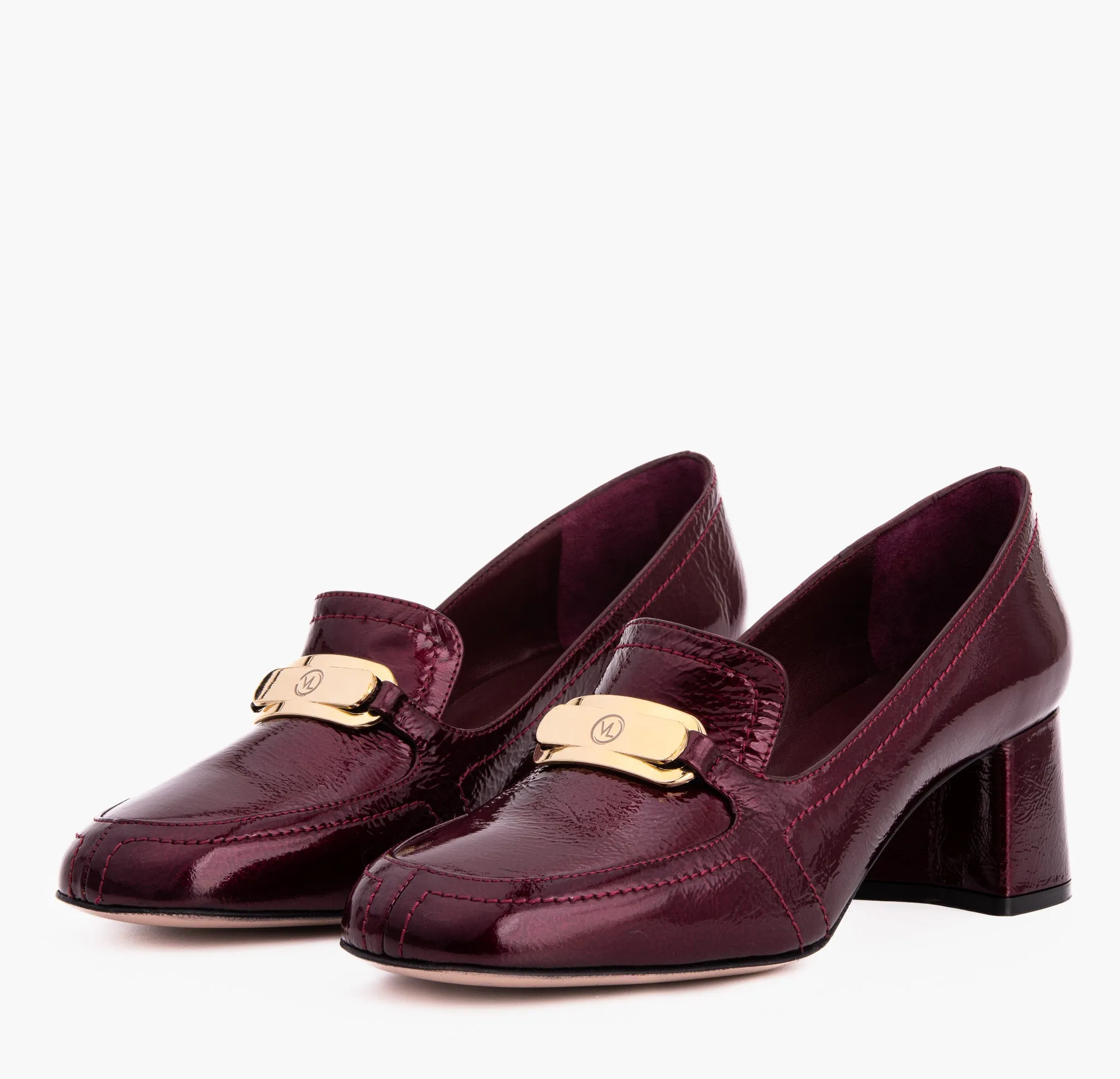 Heroine Spark Quick Spark The Victoria Burgundy Leather Block Heel Pump Women Shoe