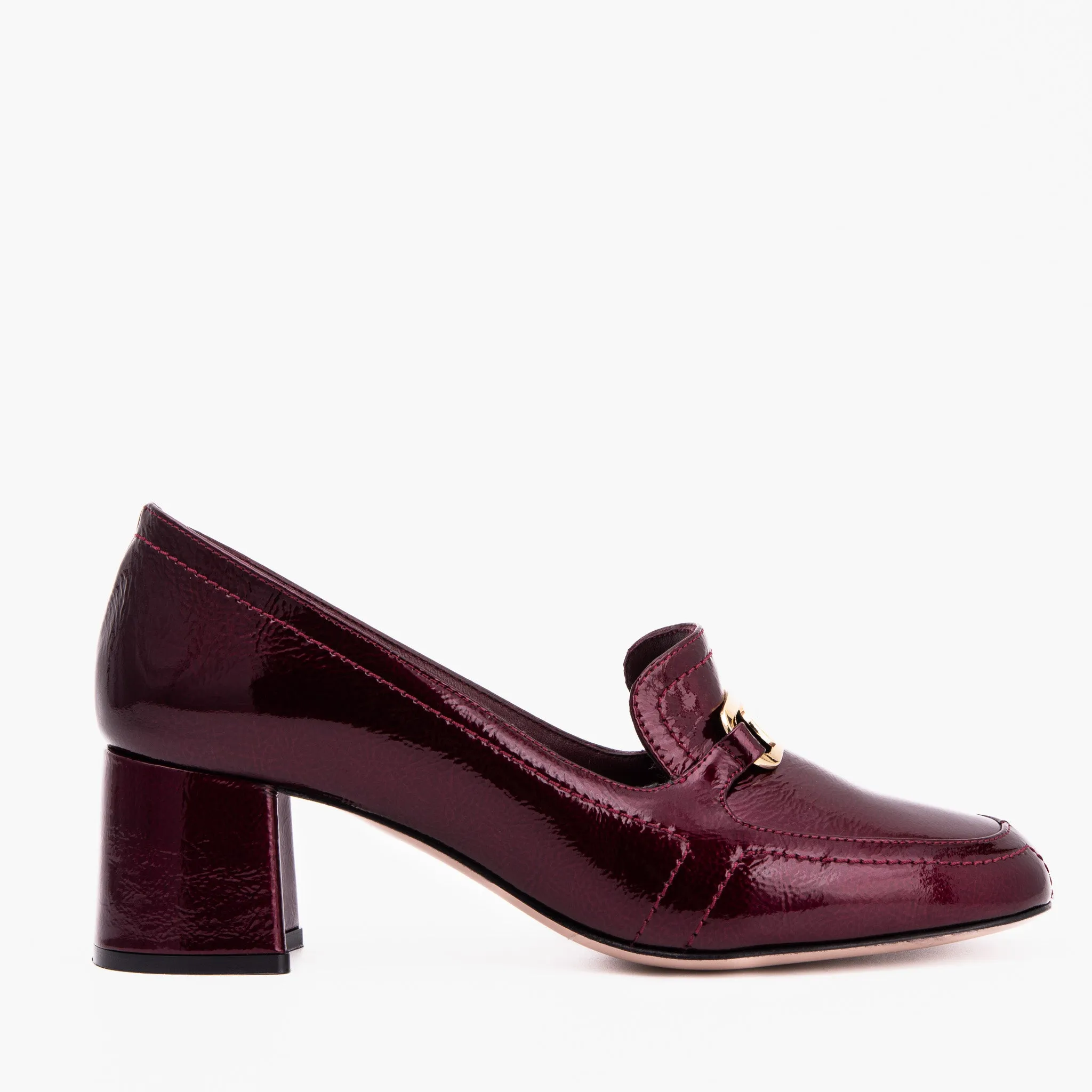 Sun Proof The Victoria Burgundy Leather Block Heel Pump Women Shoe