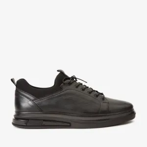 The Vilnius Black Leather Men Sneaker Final Sale! Impact Resistant Heel Cup