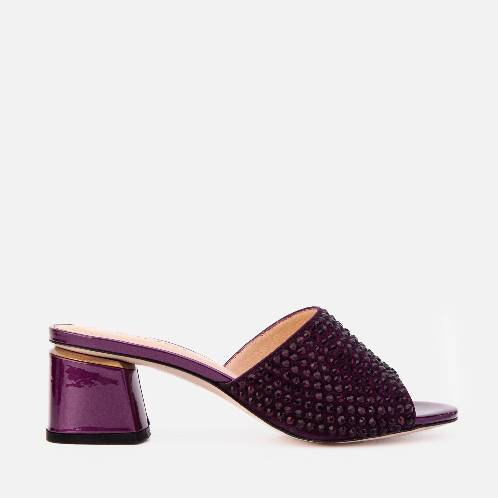 The Ailano Purple Glitter Leather Women Sandal Retro