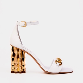 Mild Style Comfort Walk The Avlonya Block Heel White Leather Women Sandal