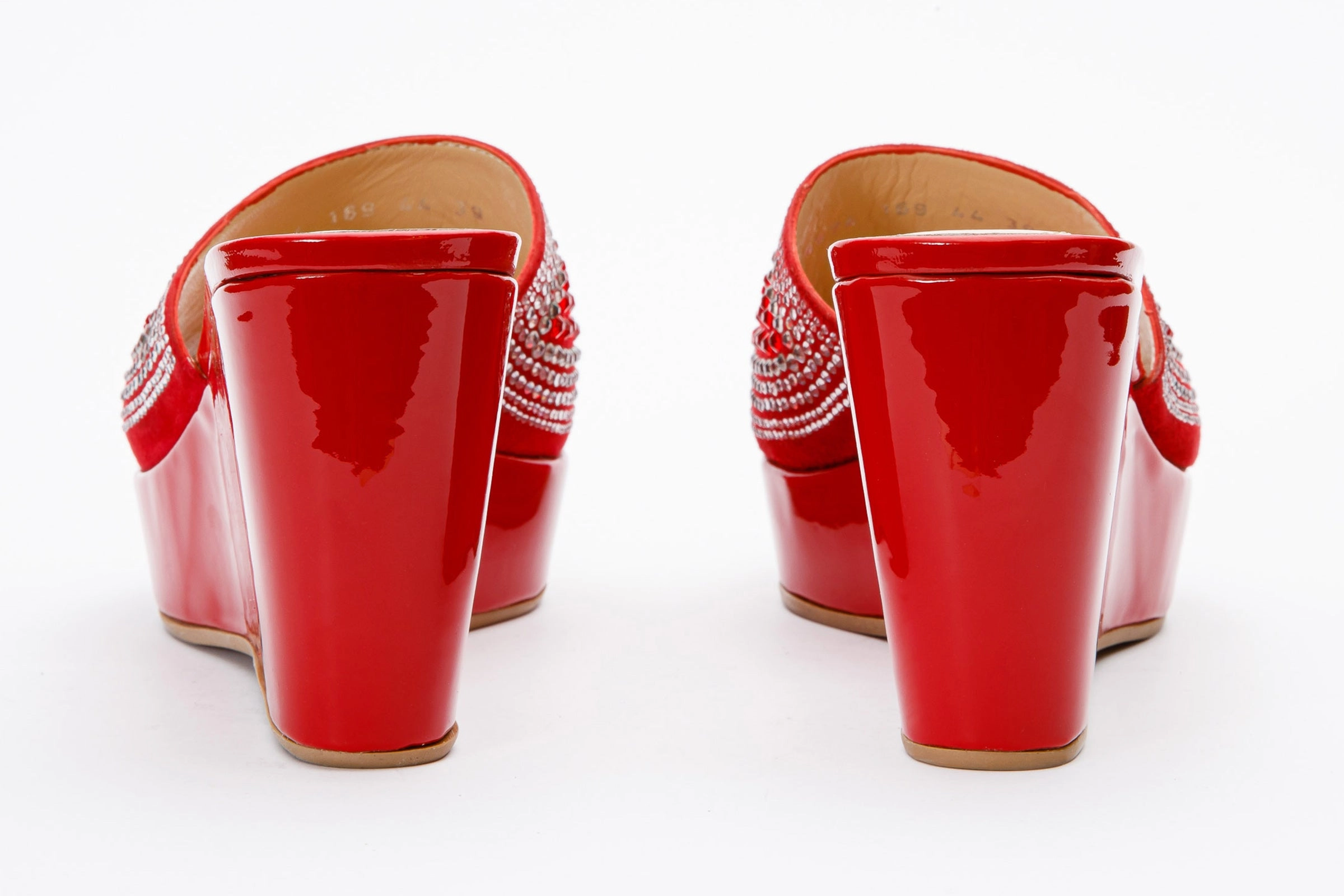 The Barneveld Red Glitter Leather Wedge Heel Women Sandal Energy Return Foam Breathable Outdoor Wear