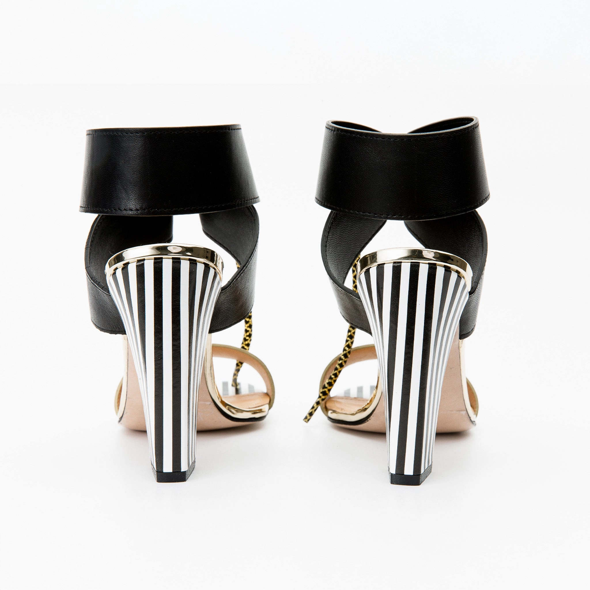 The Bloke Black Leather Ankle Strap Women Sandal Lightning Ventilation Ports Modern Glow