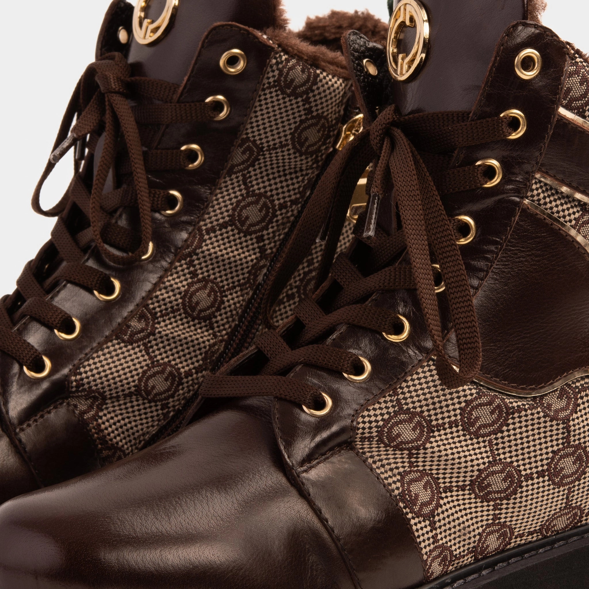 The Boston Brown Leather Lace-Up Ankle Women Boot With a Side Zipper Comfort Lining Mountain Climber Trendy Footwear