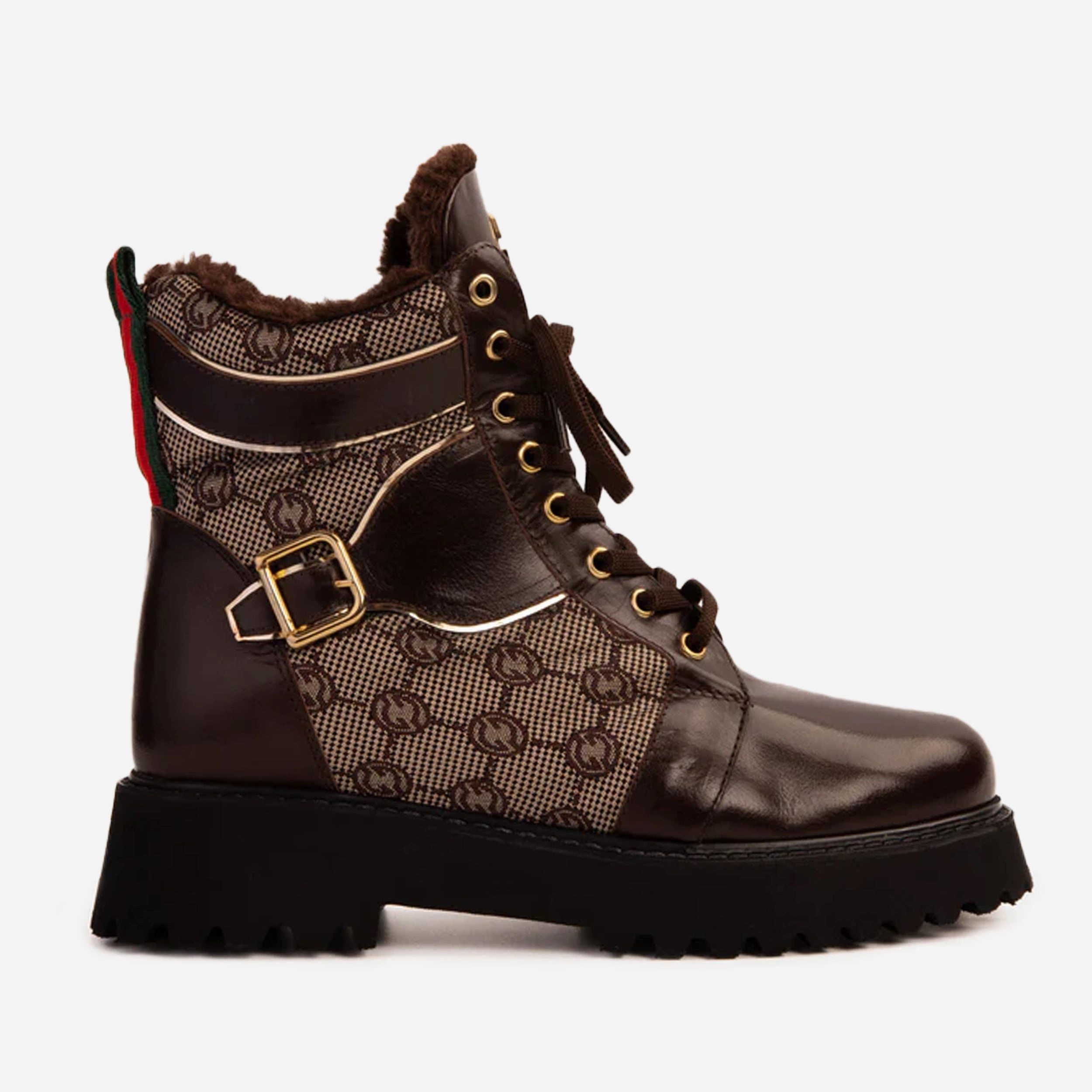 Reliable Grip Winter Comfort The Boston Brown Leather Lace-Up Ankle Women Boot With a Side Zipper
