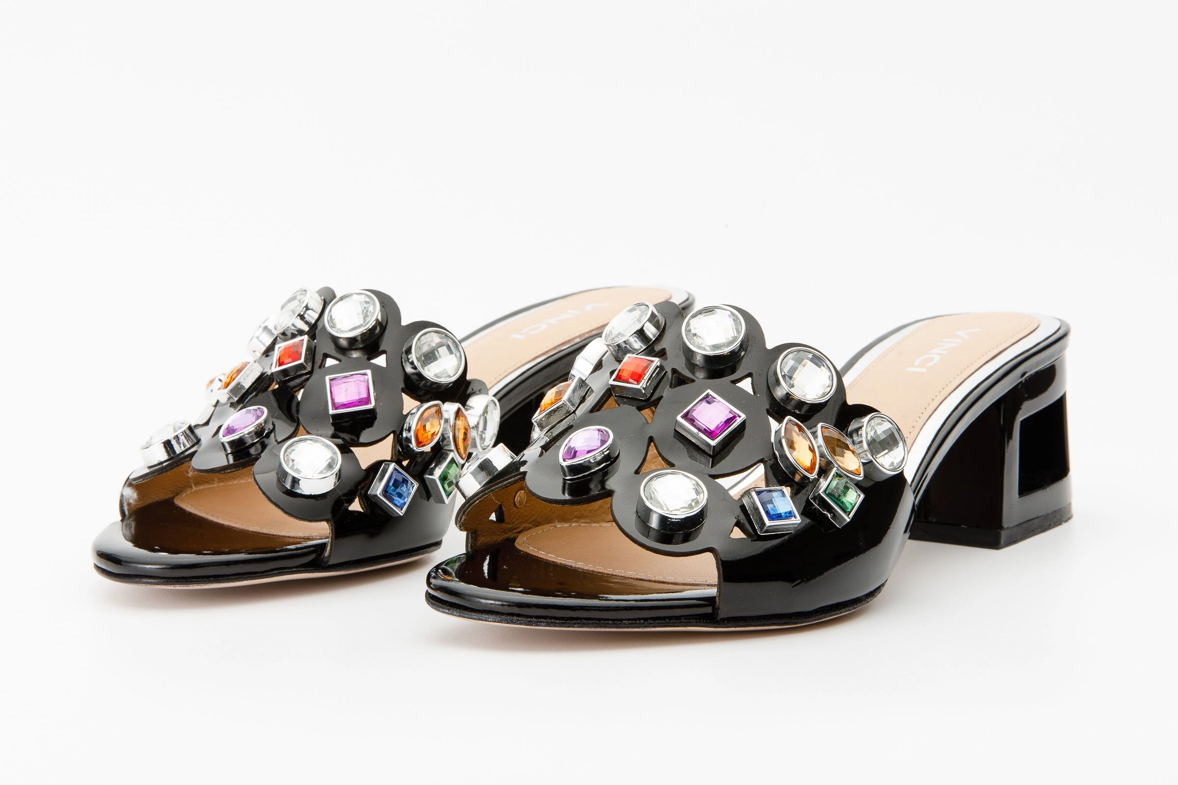 Adaptive Fit Ultimate look The Capadica Black Leather Block Heel Women Sandal Final Sale!