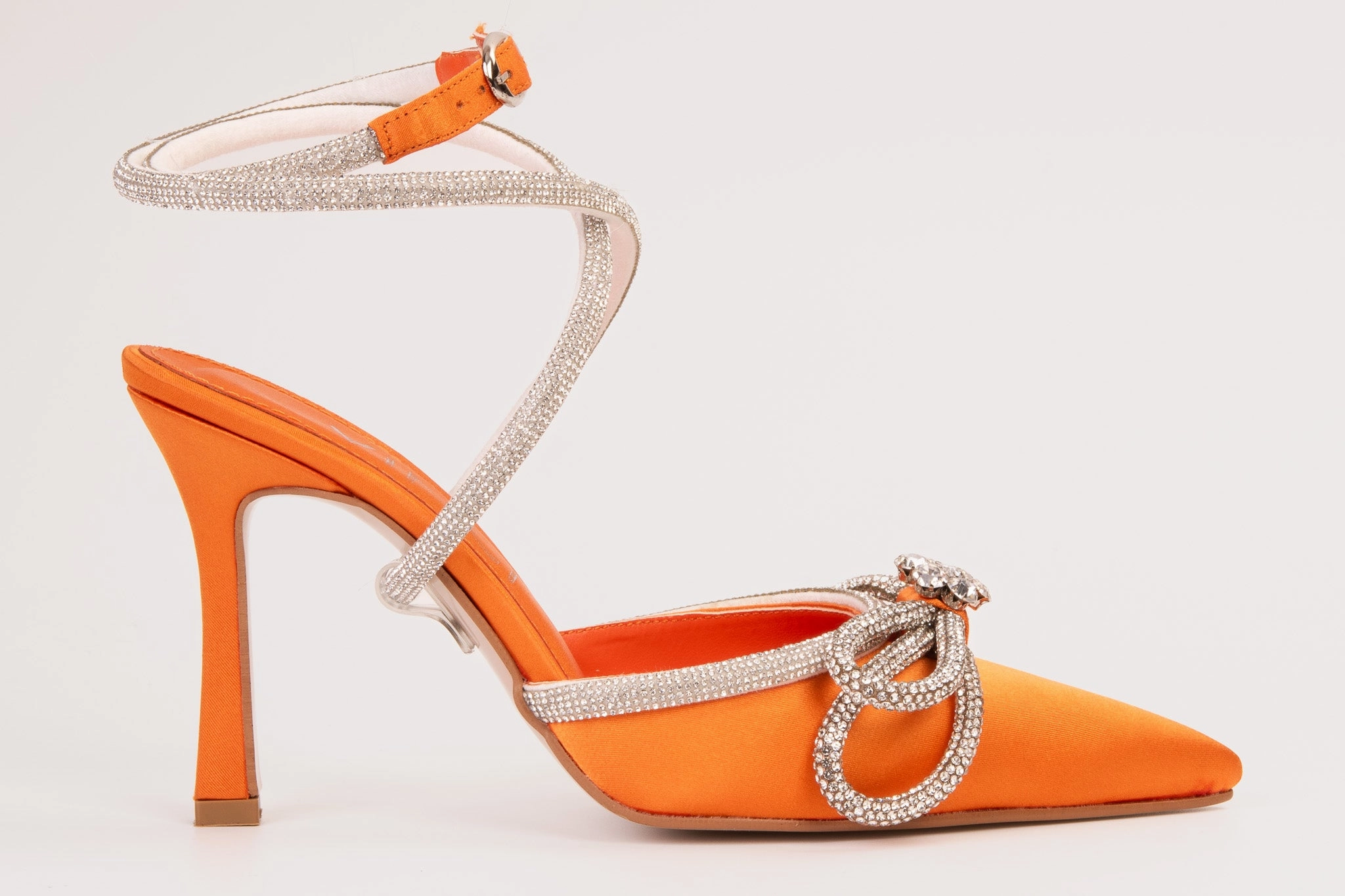 least durable Vibrant lining The Floransa Orange Leather Pointy Toe Ankle Strap Women Sandal Final Sale!
