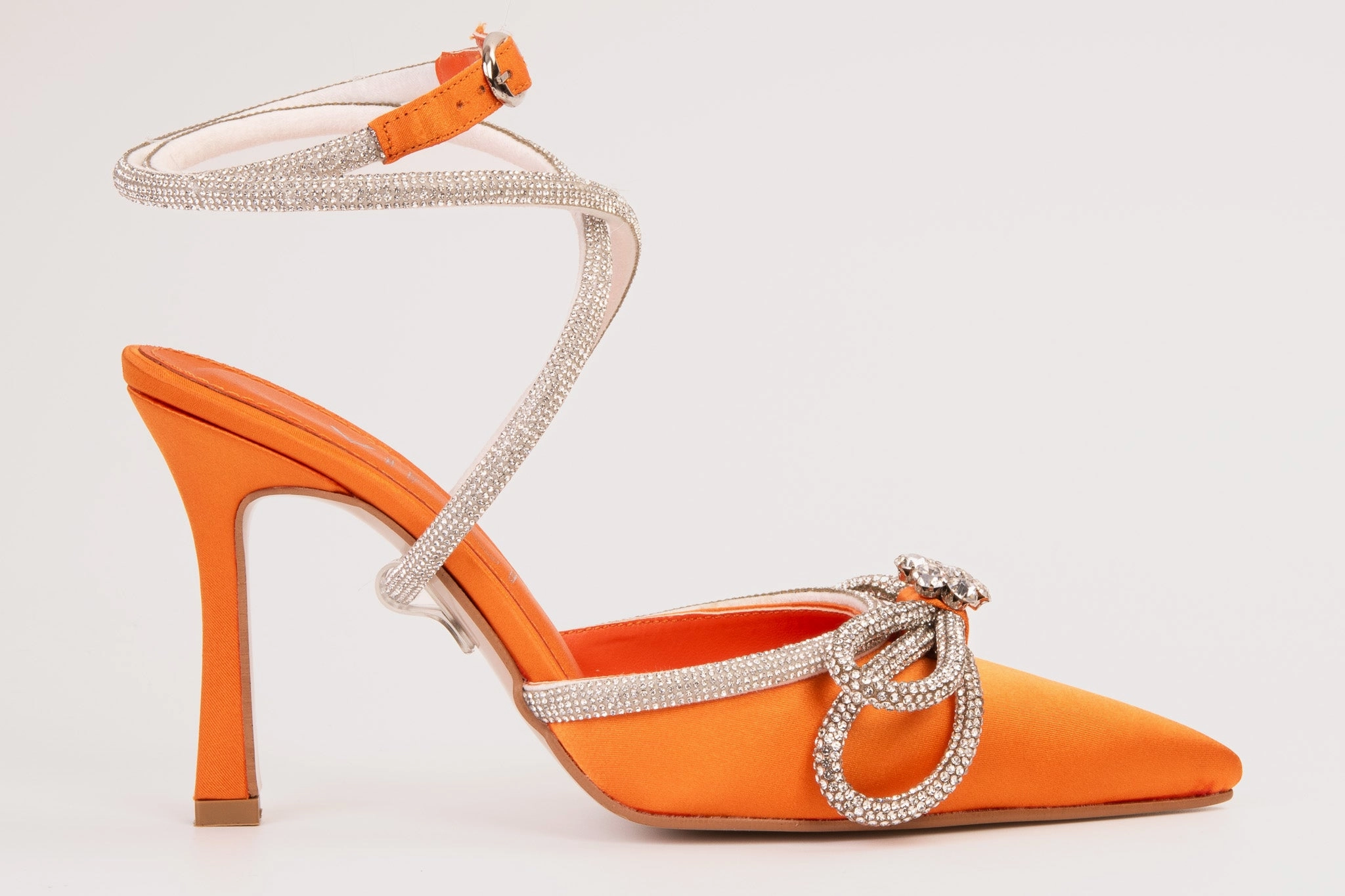 The Floransa Orange Leather Pointy Toe Ankle Strap Women Sandal Final Sale! Thermal Regulating Lightweight sole design