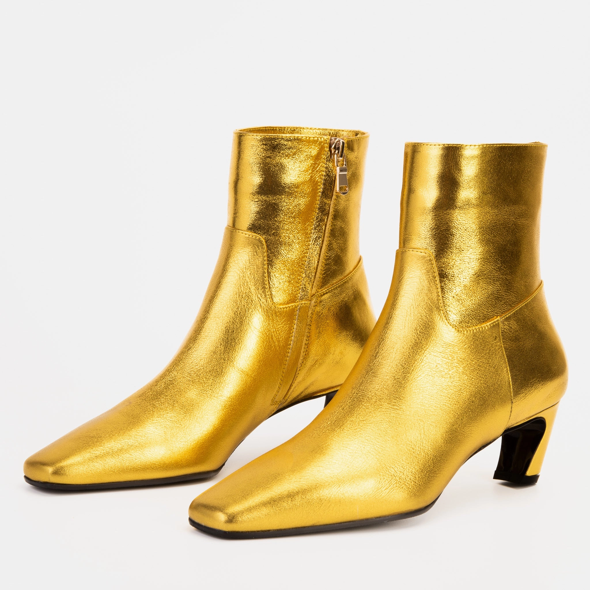 Sweat Wicking The Golden Glow Gold Leather Kitten Heel Women Boot