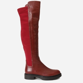Rubber Tread Pattern The  Harmony Belle Burgundy Leather Knee High Women Boot