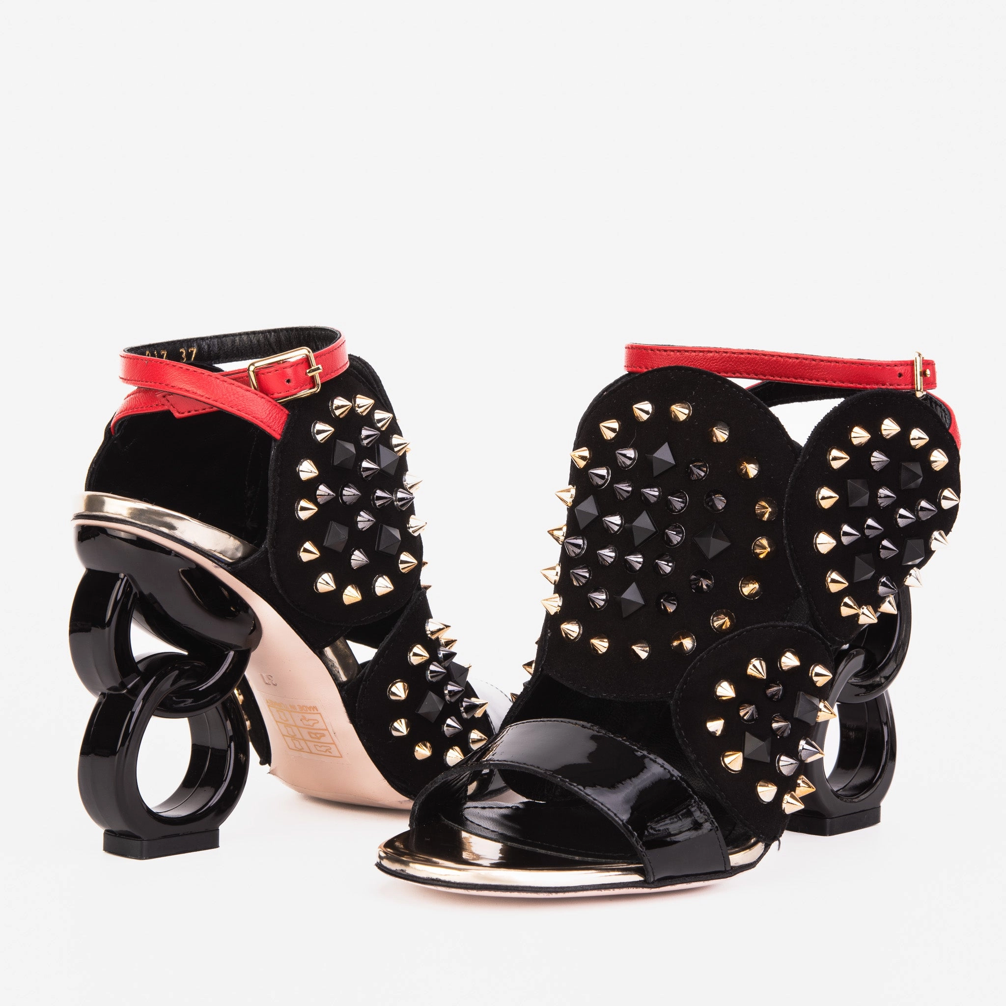 The Infanta Black Spike Leather Ankle Strap Women Sandal Sport Ease