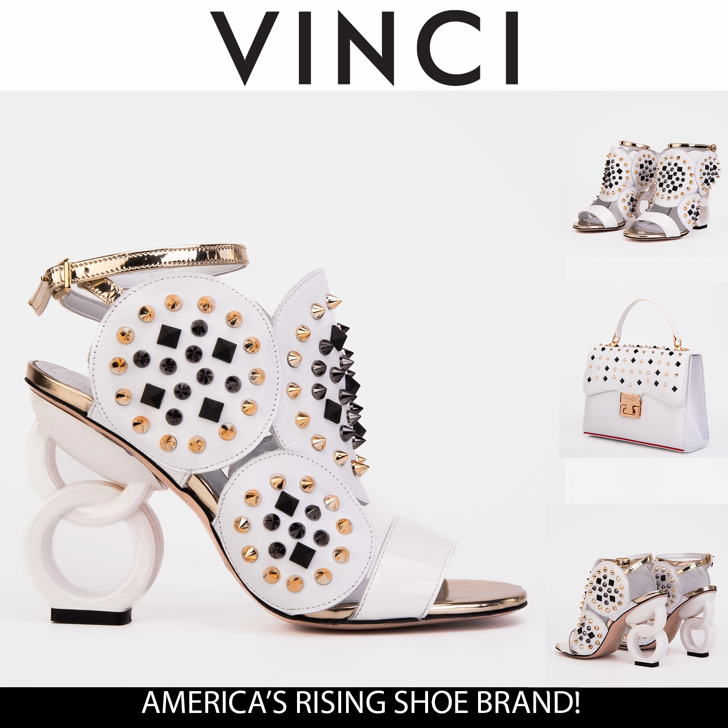 Travel Light The Infanta White Spike Leather Ankle Strap Women Sandal