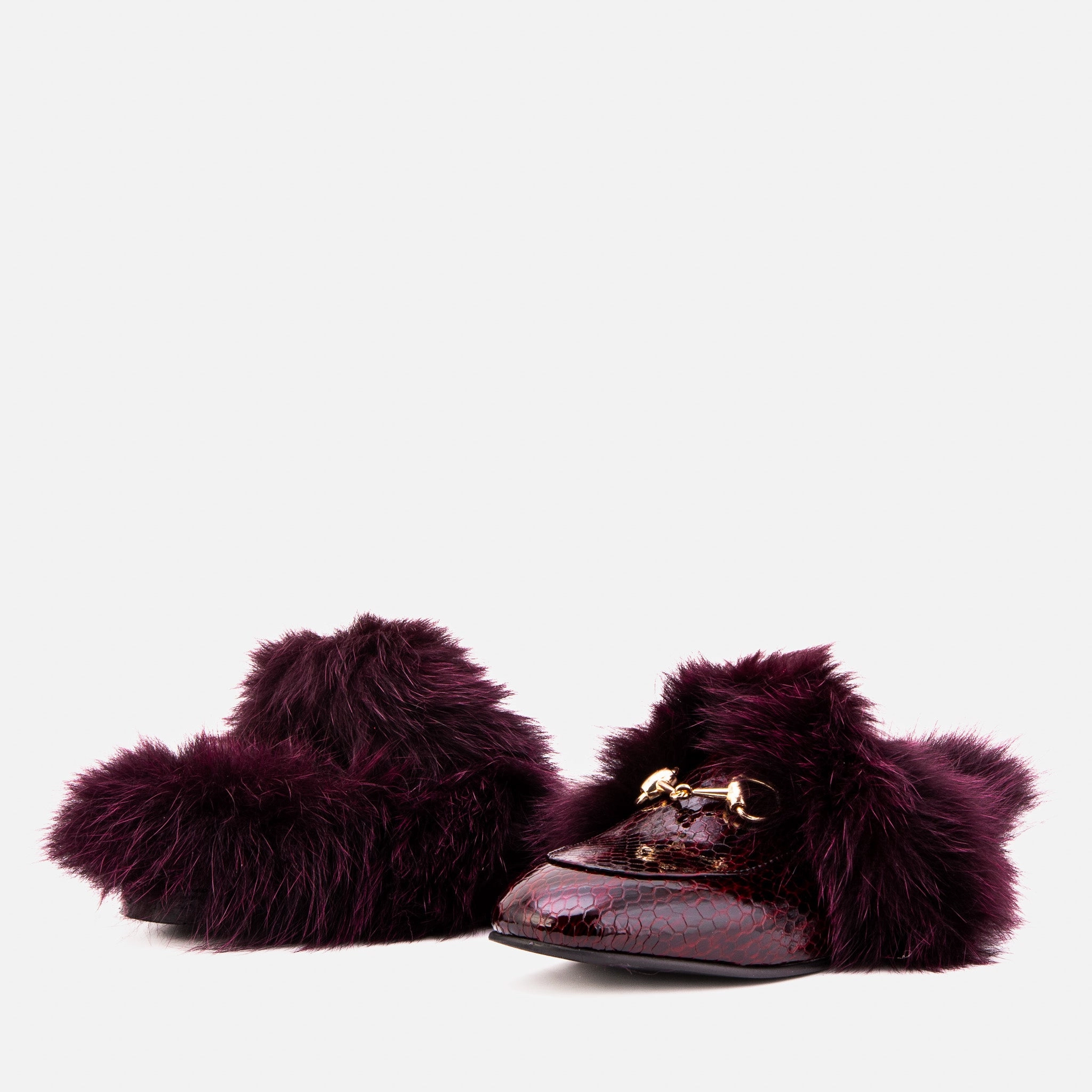 The Izmir Burgundy  Patent Leather Natural Fur Women Slipper All-Purpose Wear