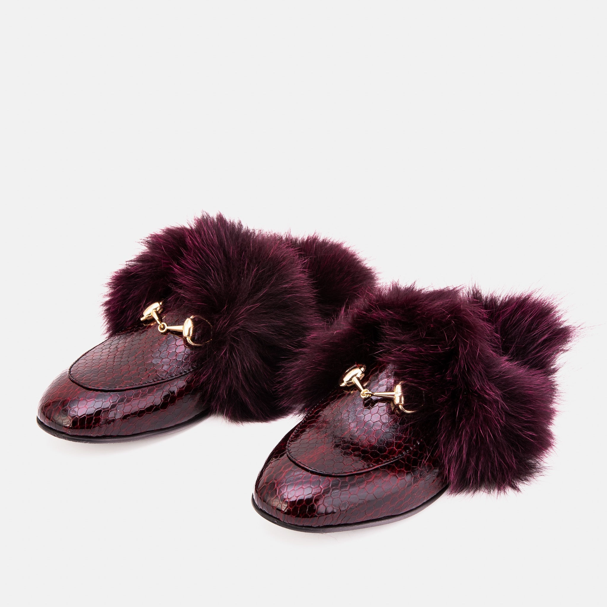 The Izmir Burgundy  Patent Leather Natural Fur Women Slipper budget-friendly