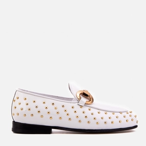 The Jupiter  Shoe White Spike Leather  Bit Dress Loafer Limited Edition Women  Shoe Optimal flair