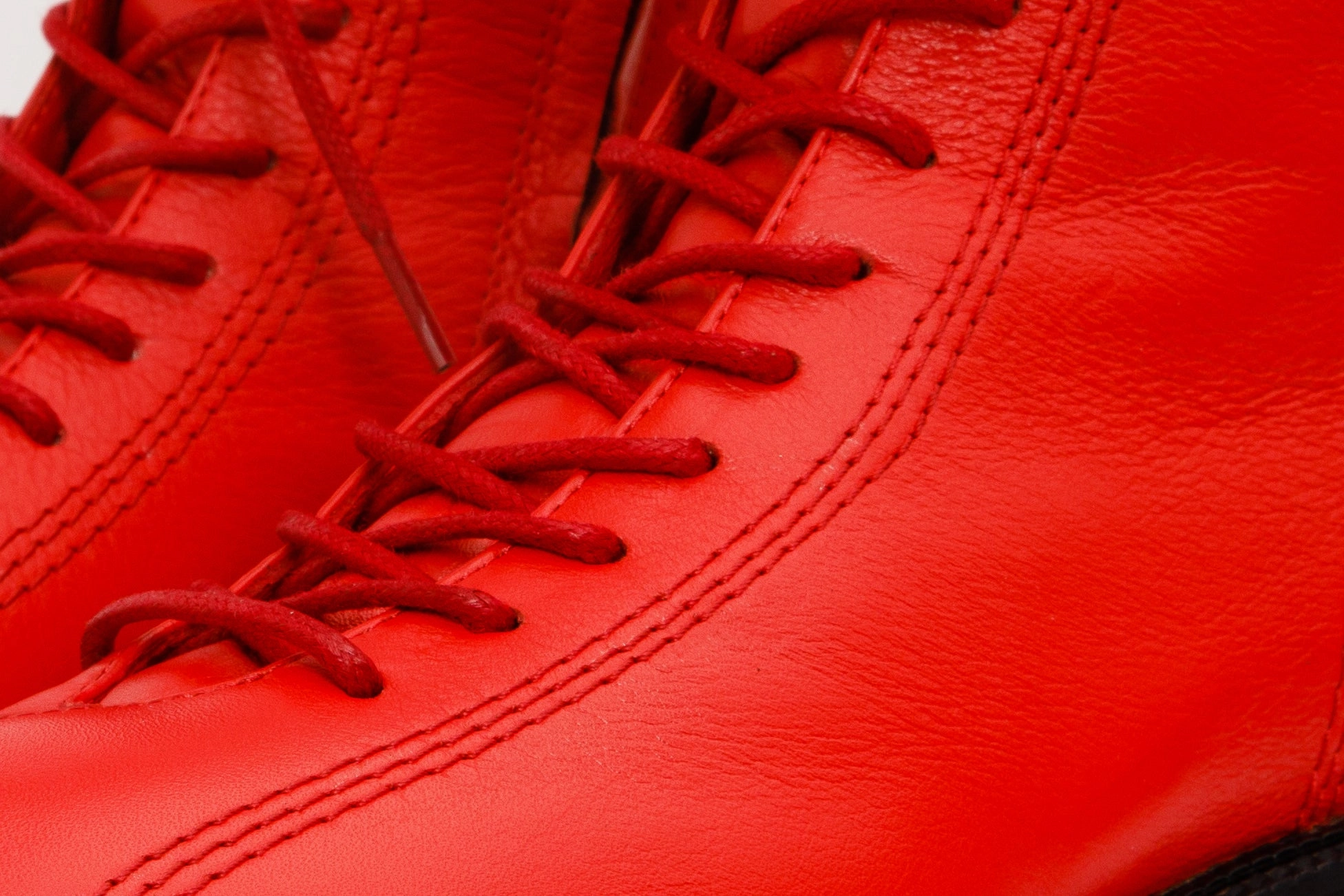 The Moreno Red Leather Lace-Up Mid Calf Women Boot Final Sale! Sock Liner Fit