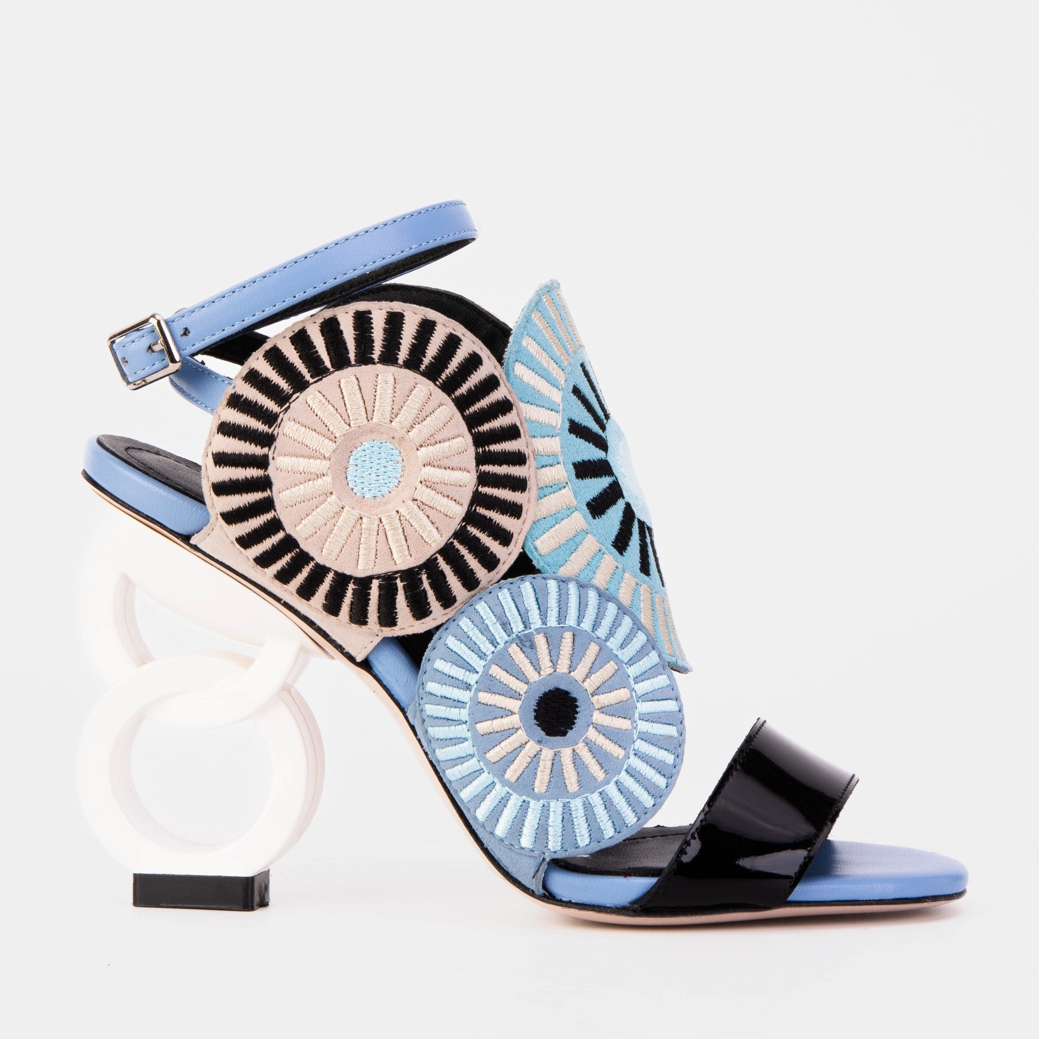 Foot Massage Flex form The Parama Blue Leather Ankle Strap Women Sandal