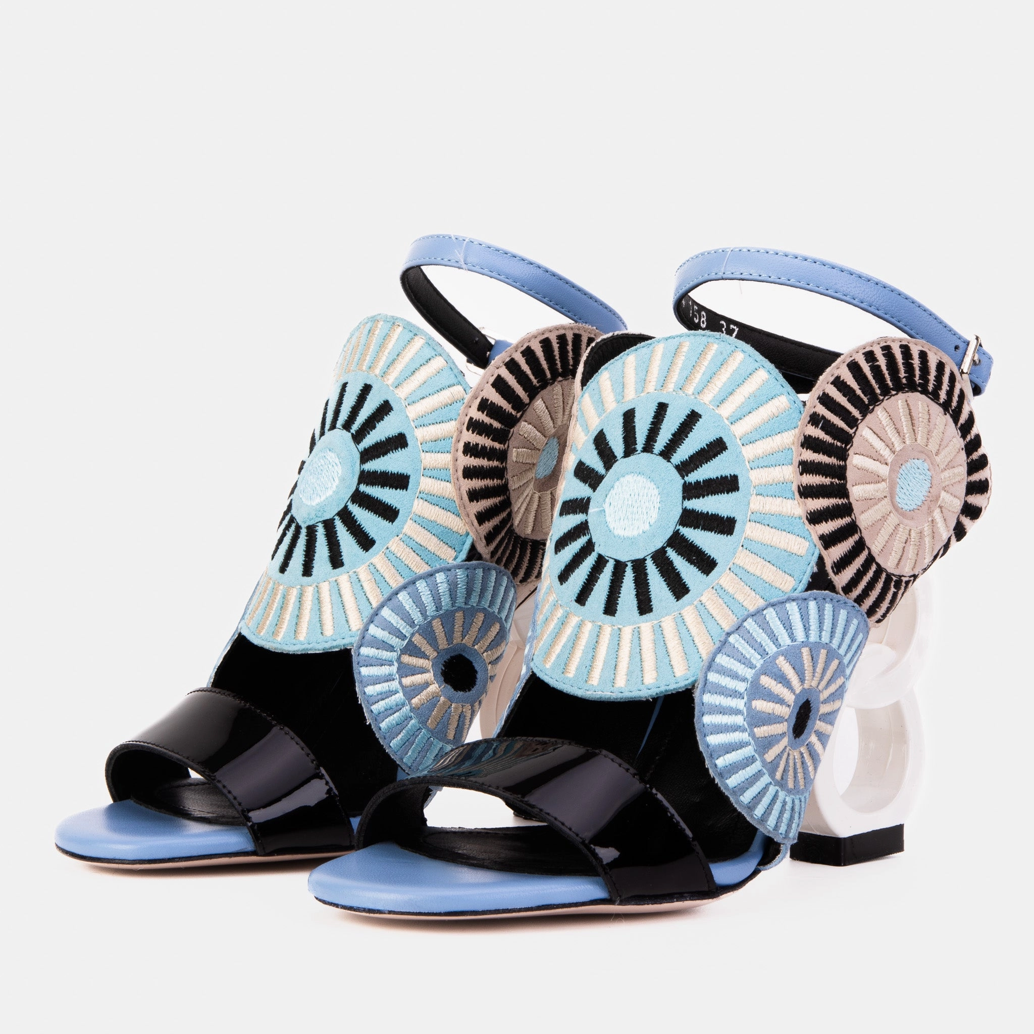 Quick Release Buckles The Parama Blue Leather Ankle Strap Women Sandal