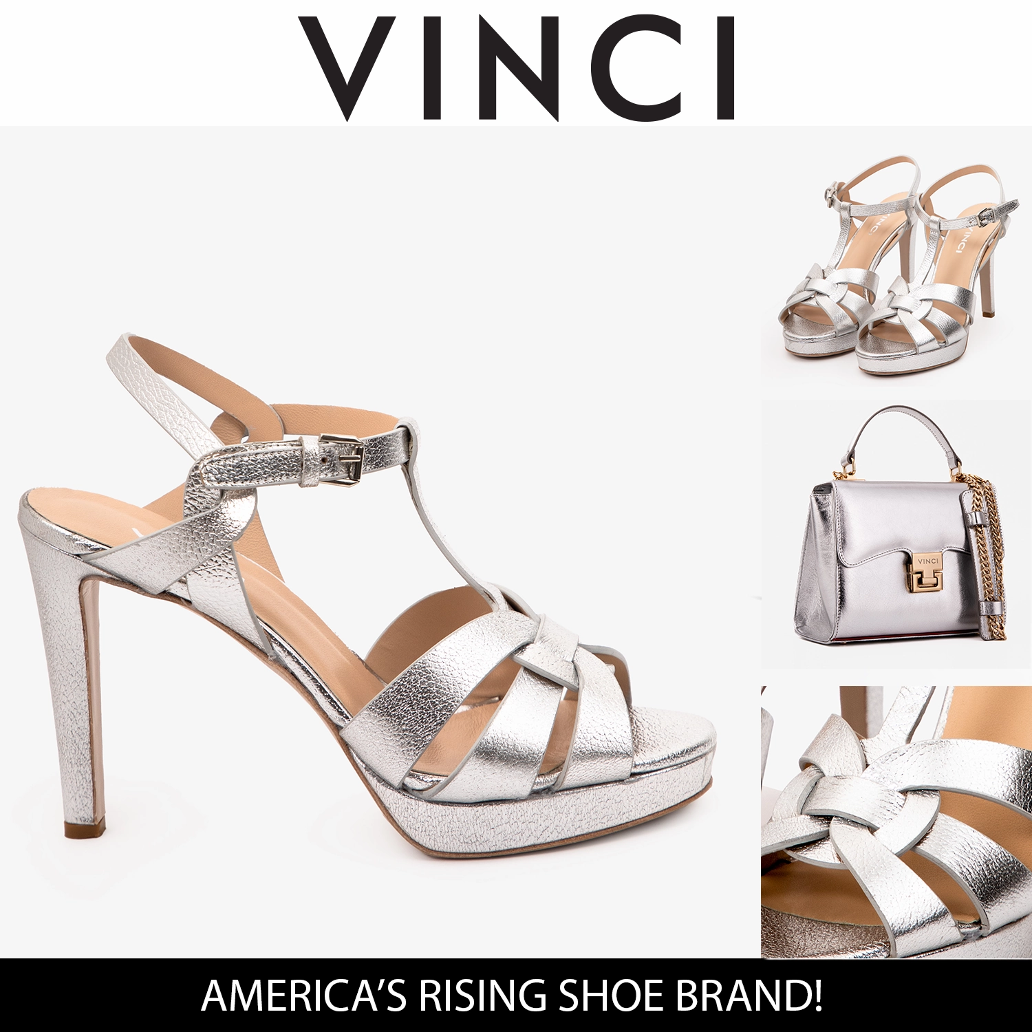 The Parisian Silver Leather T-Strap Platform Heel Women Sandal outdoor shoe functions Sturdy Heel Counter