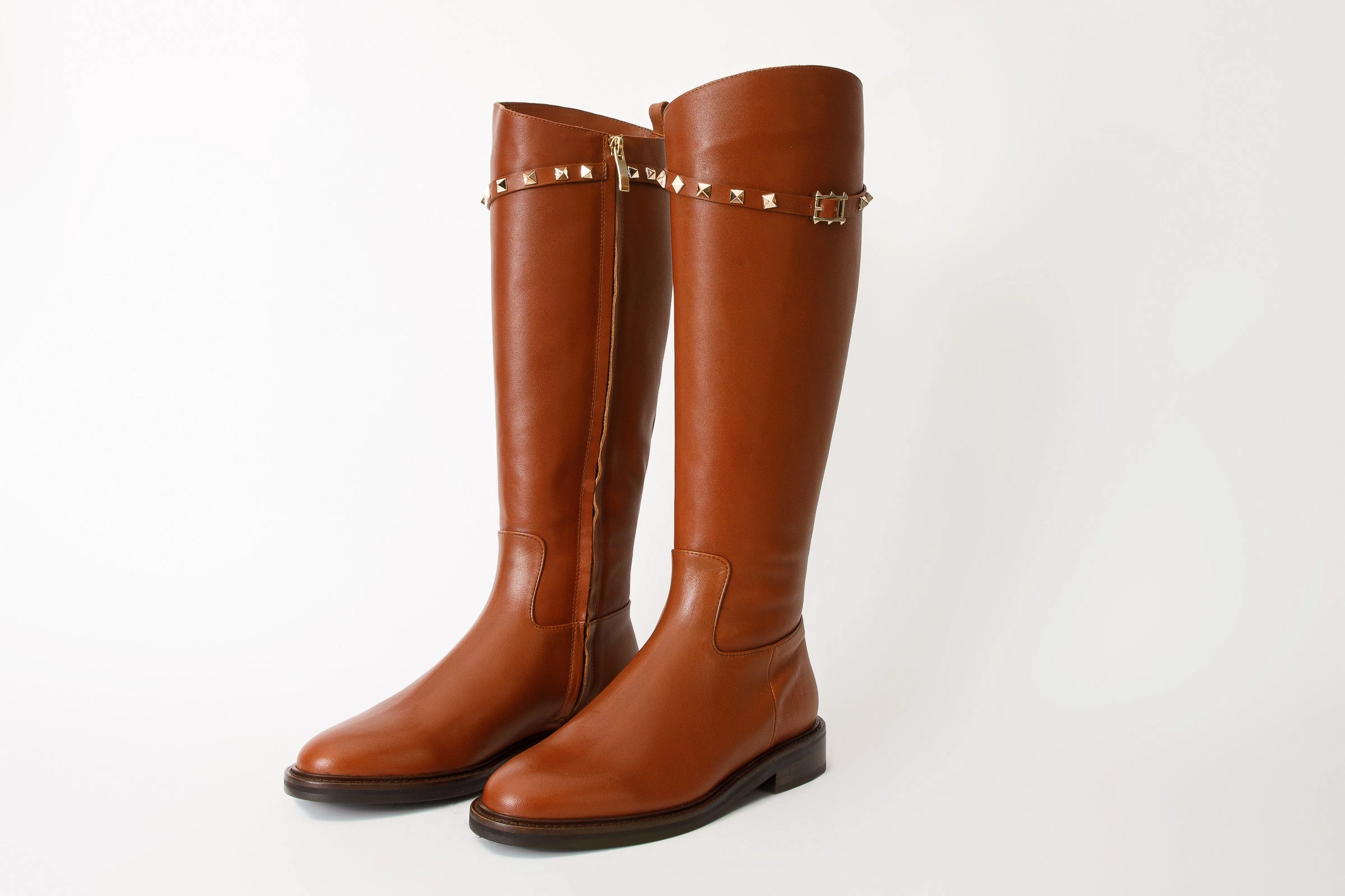 Customer Favorite Adjustable Design The Rica Tan Leather Knee High Women Boot Final Sale!