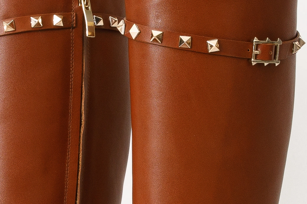 colorful mule The Rica Tan Leather Knee High Women Boot Final Sale!