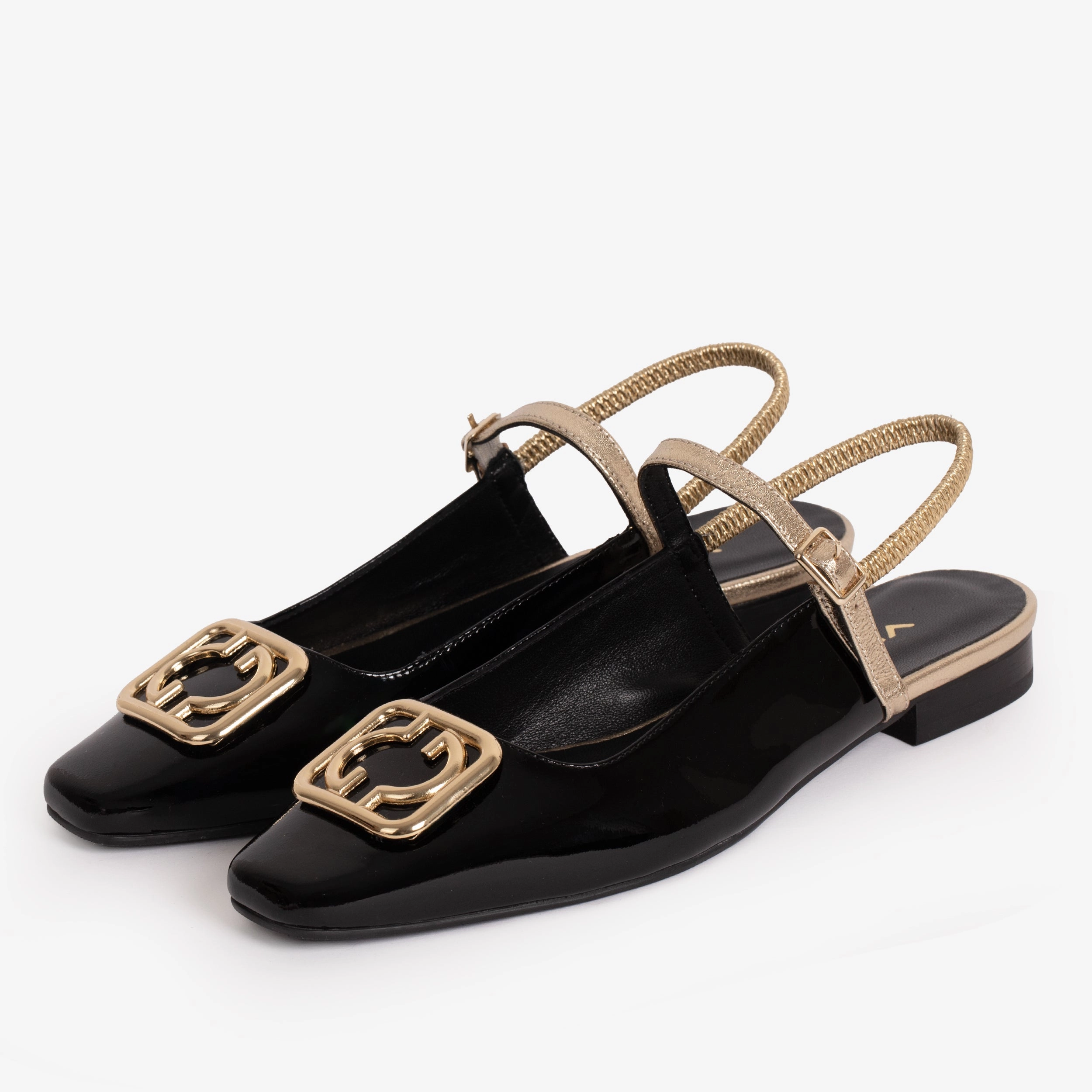 Seamless Relaxed Footwear The Rosalinda Black Leather Women Flat Slingback Shoe