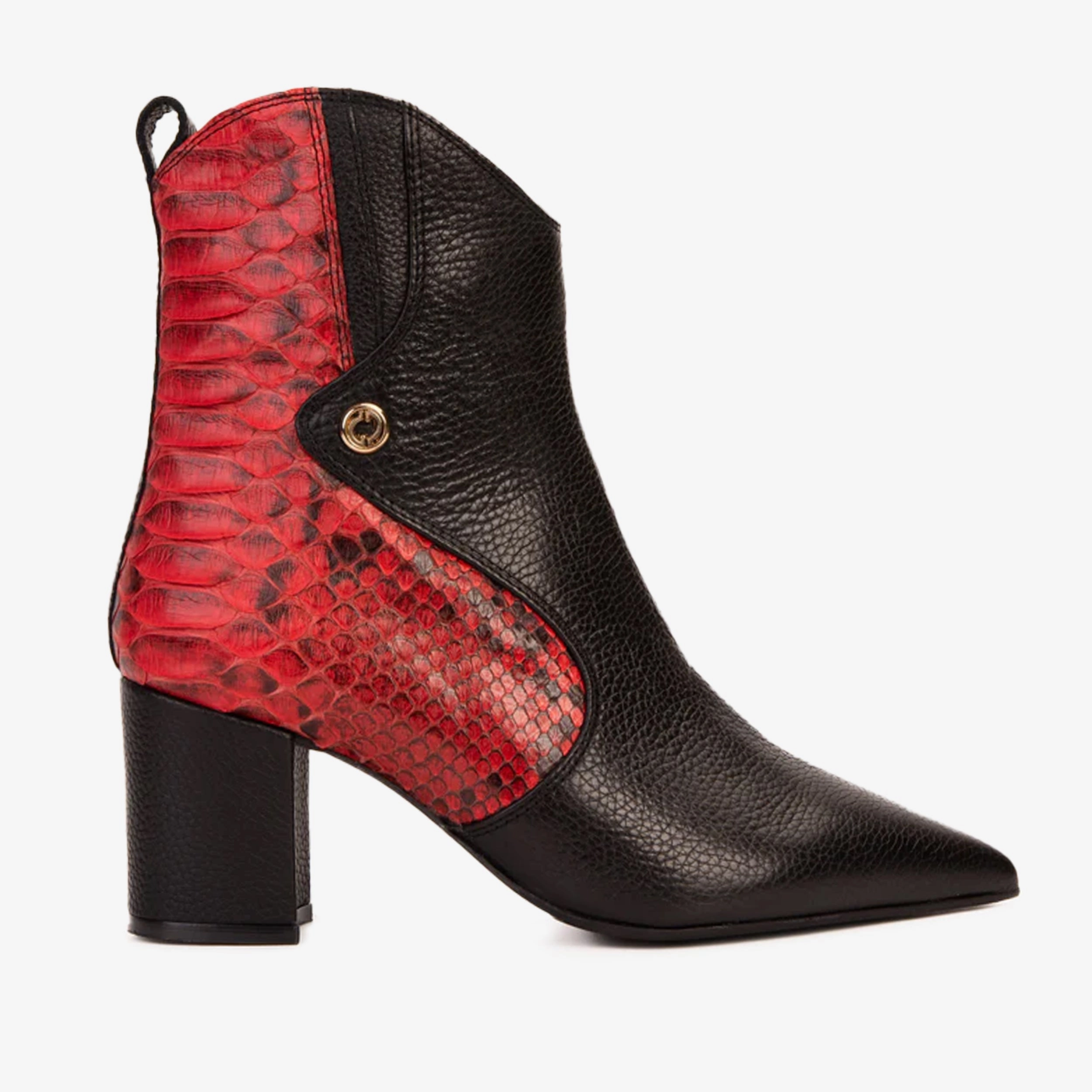 sport - wear Eye-Catching The Saturn Red Pythn Leather Block Heel Women Boot