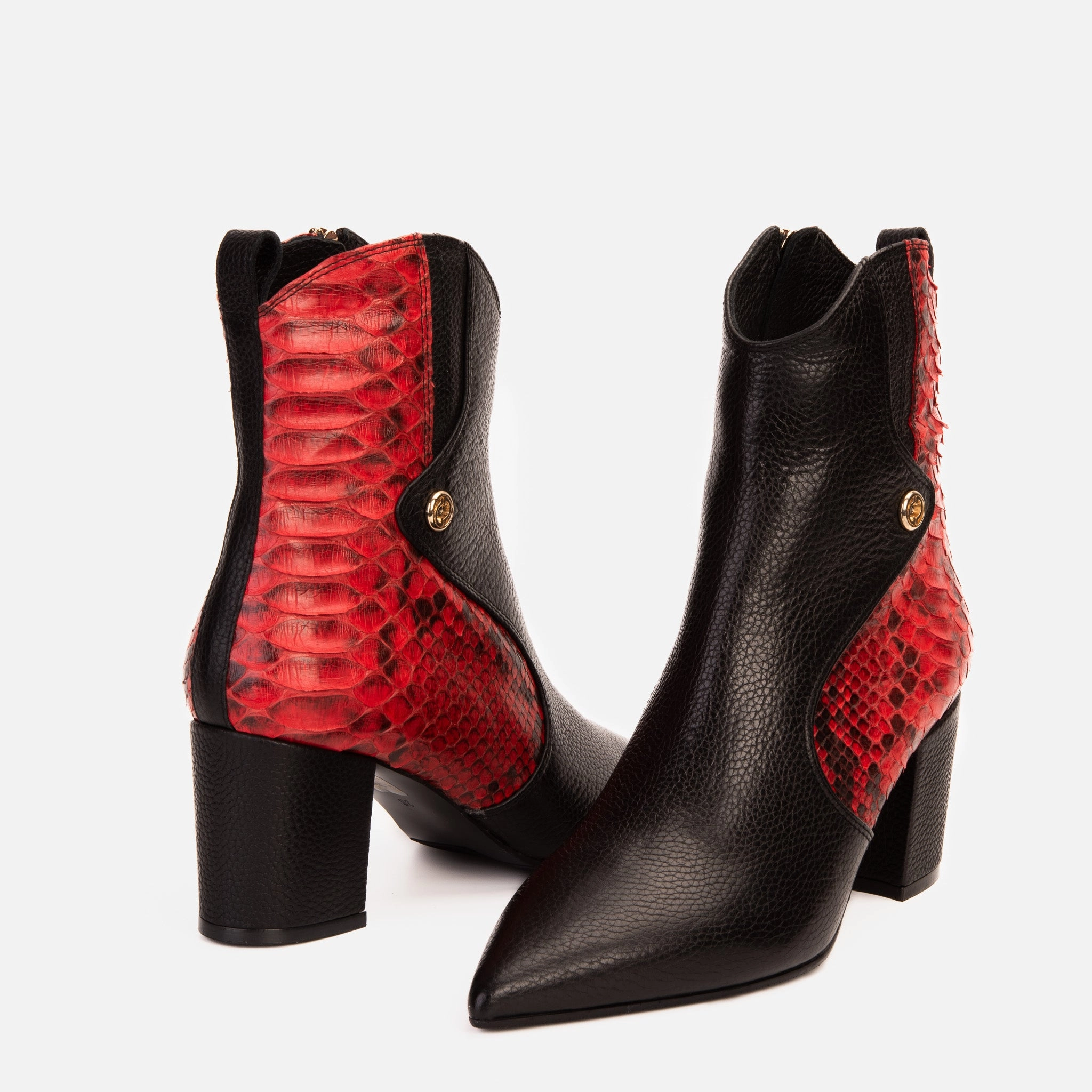 All-Purpose commuters - specific benefits The Saturn Red Pythn Leather Block Heel Women Boot