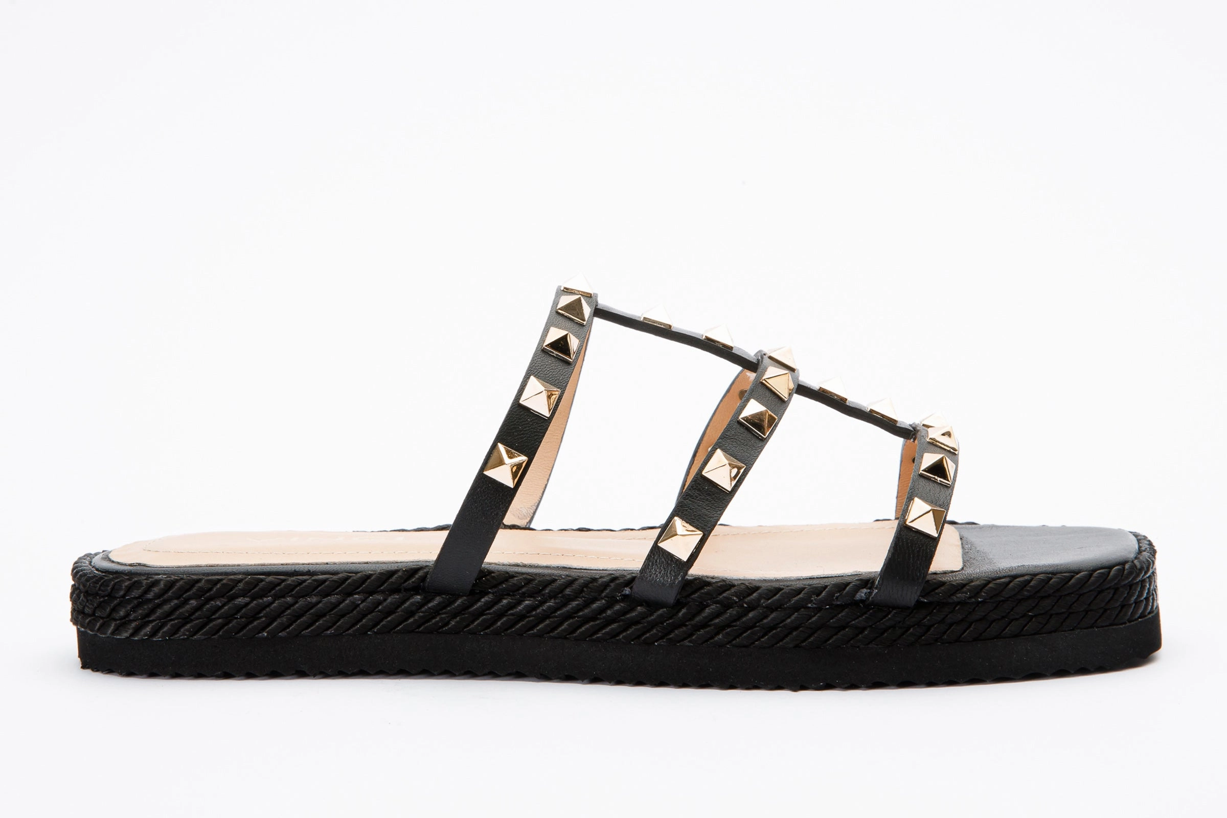 Built-In Lining The Seul Black Leather Multi Strap Flat Women Sandal Final Sale!