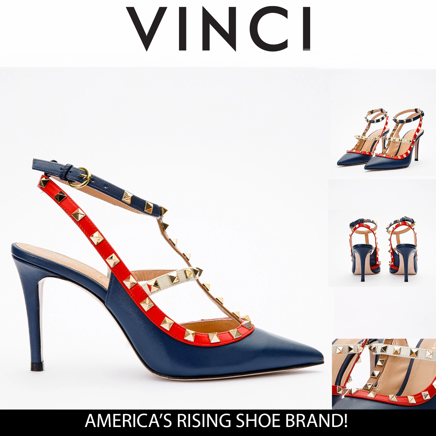 Every Step The Sogi Navy Blue Leather Slingback Women Sandal