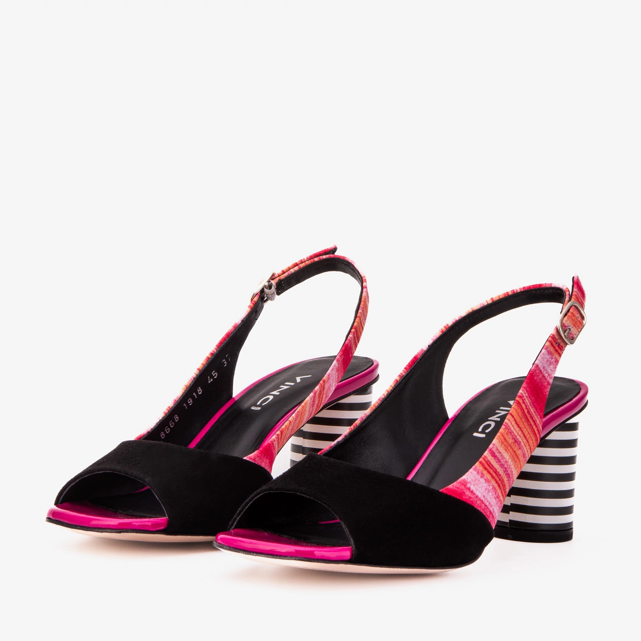Friction Reducing Liner Microfiber Edge Binding The Spectrum Multicolor Block Heel Leather Women Slingback Sandal