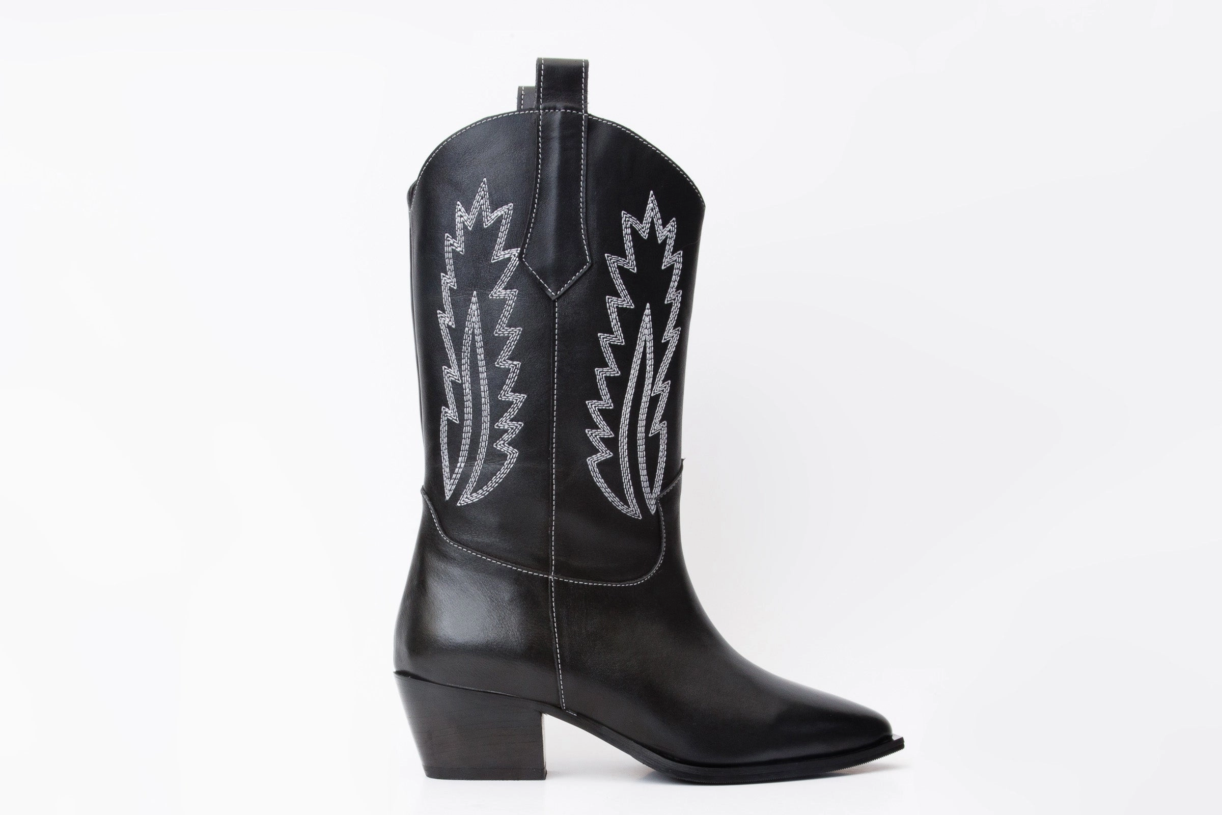 The Togg Black Leather Cowboy Women Boot Final Sale! type