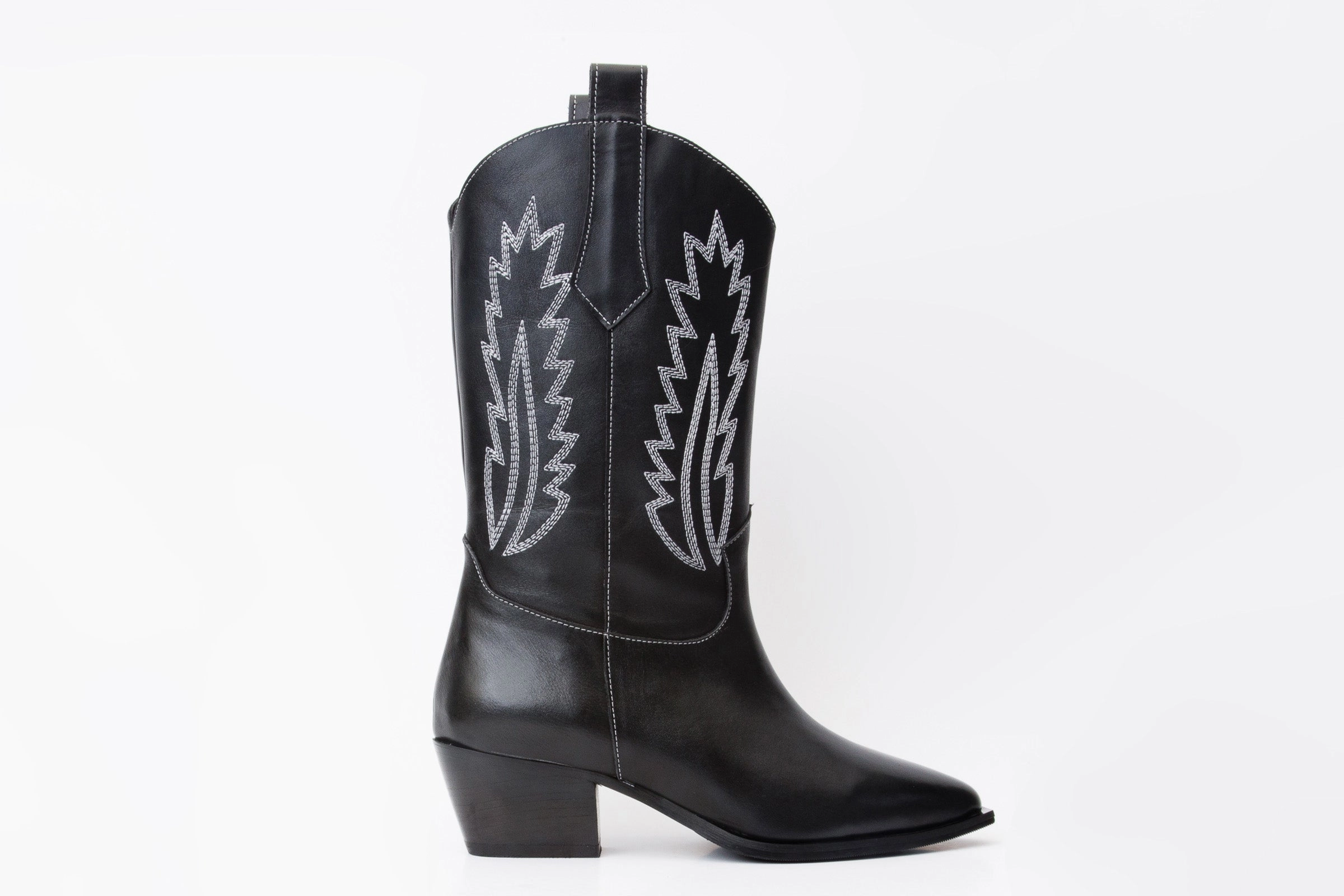 The Togg Black Leather Cowboy Women Boot Final Sale! Flex groove
