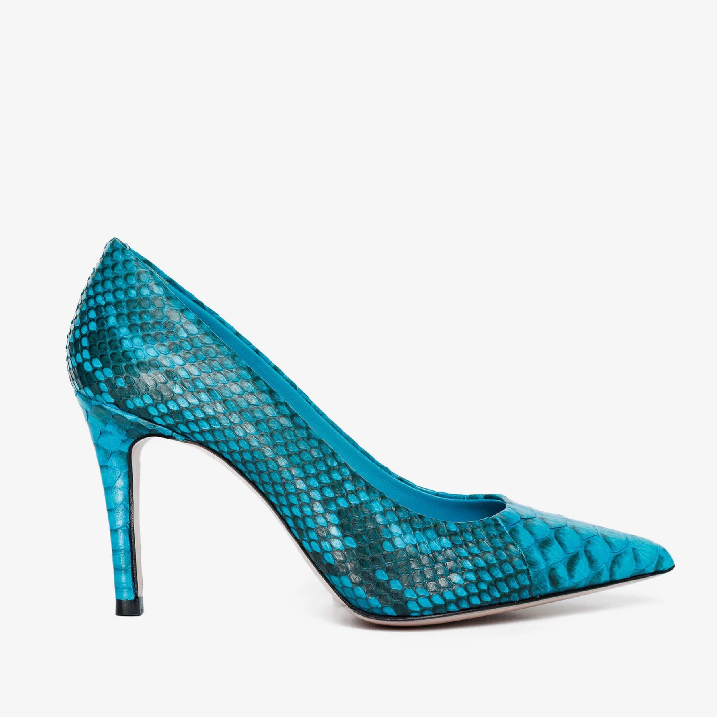 football - style The Queenn Turquoise Pythn Leather Pump Women Shoe
