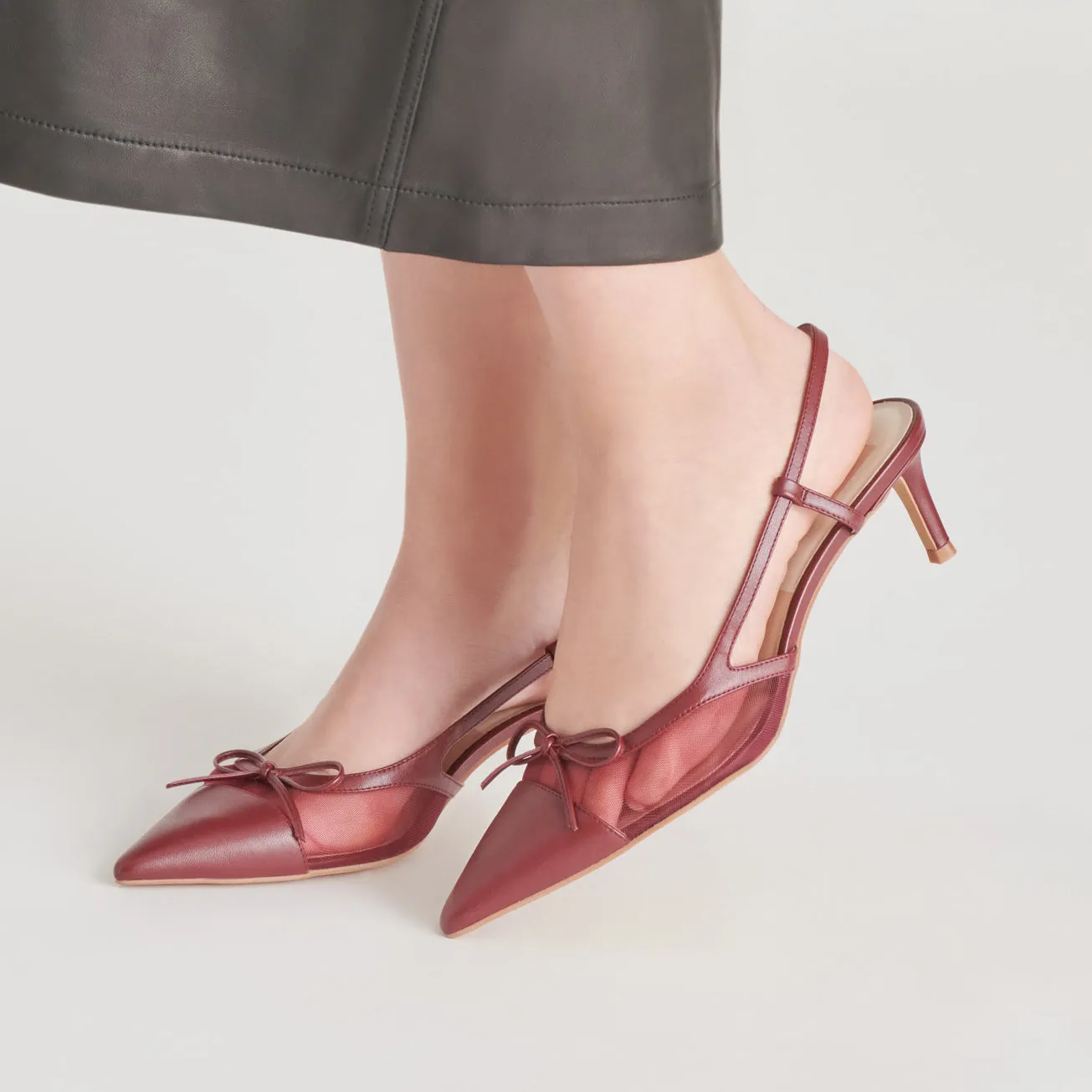 Flawless Fit Trendy KANDI HEELS MAROON MESH