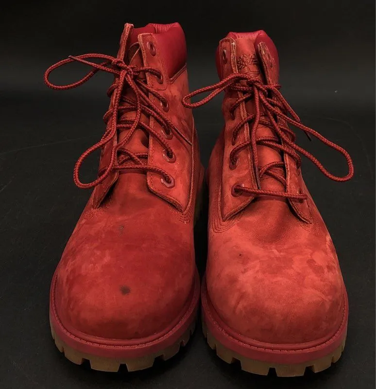 Timberland Boys A13HV Red Round Toe Combat Boots - Size 6
