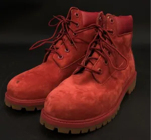 Timberland Boys A13HV Red Round Toe Combat Boots - Size 6