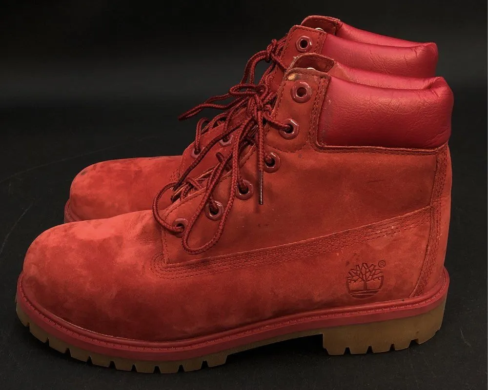 Timberland Boys A13HV Red Round Toe Combat Boots - Size 6