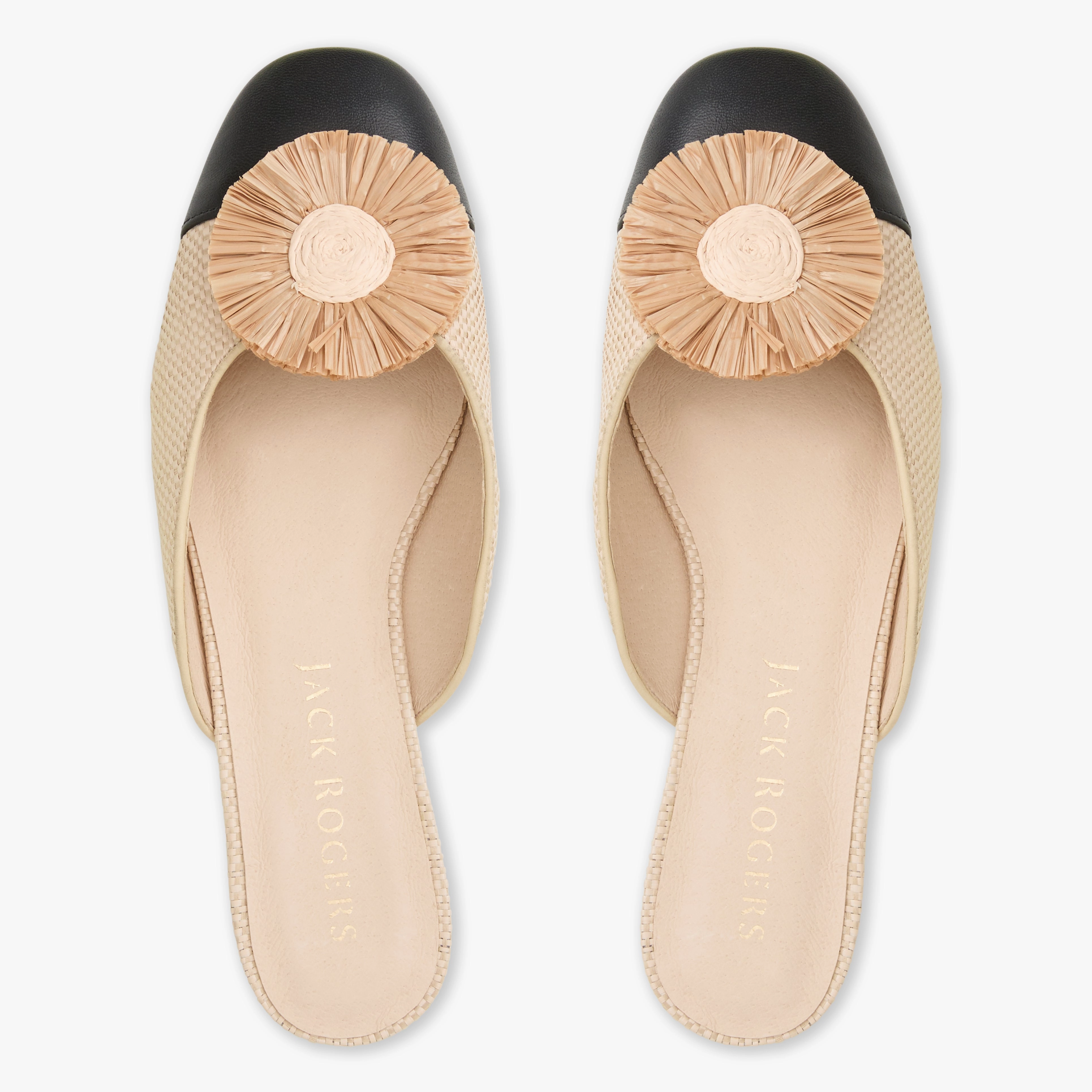 Stylish Look Tinsley Leather & Raffia Cap Toe Flat Mule